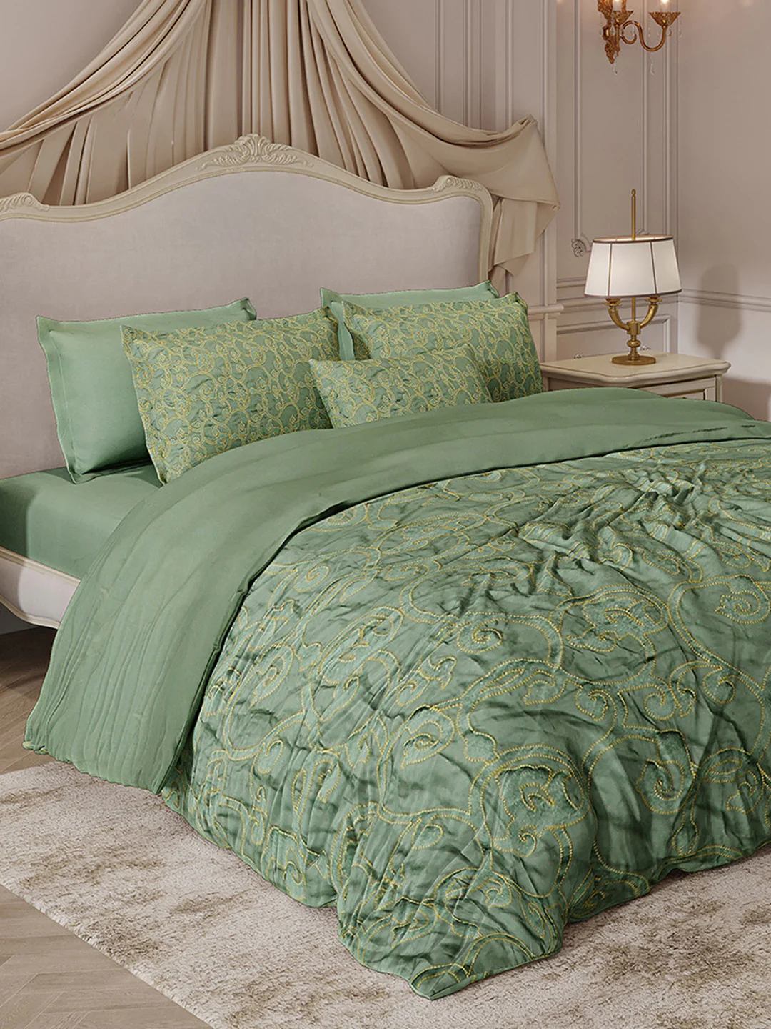 400 TC Cotton King Size Luxury 10 Pc Bedding Set (Matrix) - Image 2
