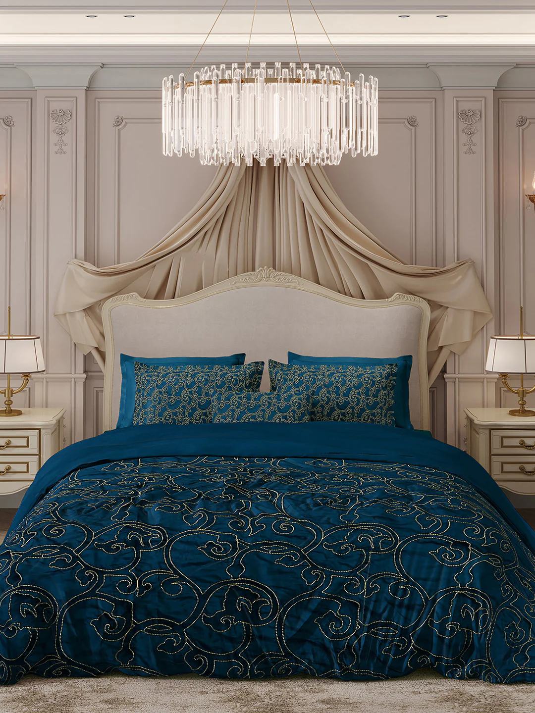 400 TC Cotton King Size Luxury 10 Pc Bedding Set (Matrix) - Image 3