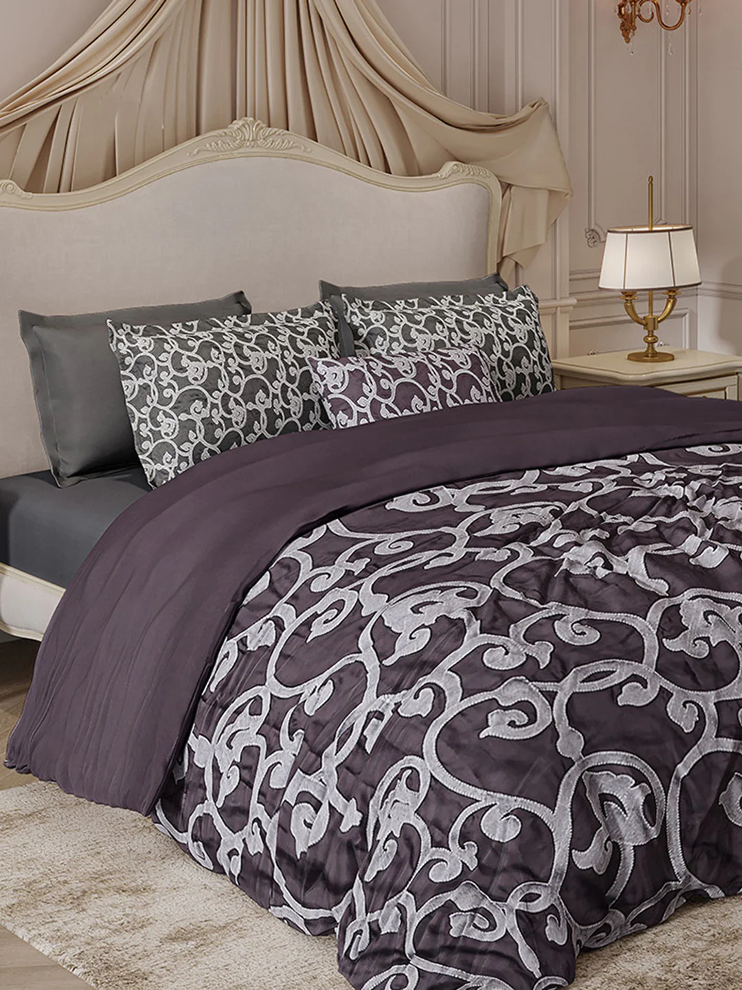 400 TC Cotton King Size Luxury 10 Pc Bedding Set (Matrix) - Image 2