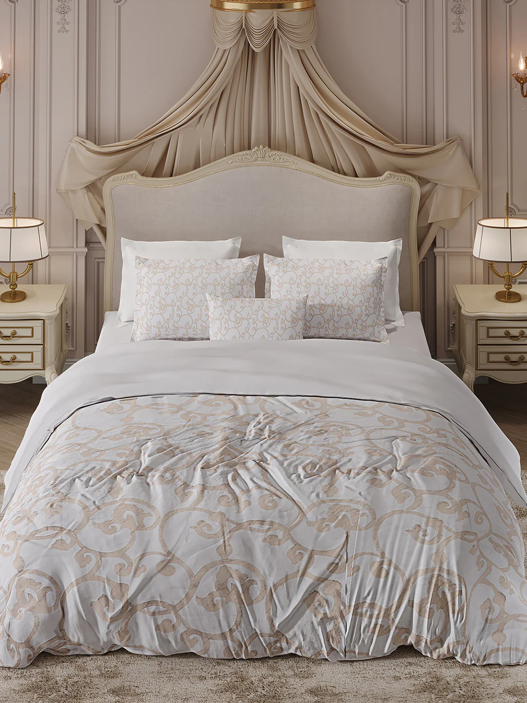 400 TC Cotton King Size Luxury 10 Pc Bedding Set (Matrix) - Image 4