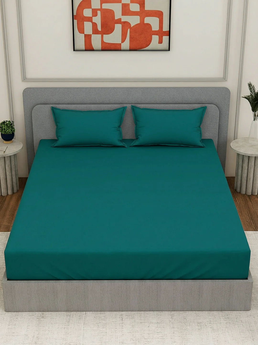 Luxury 400 TC Pure Cotton King Size Bedsheet with 2 Pillow Covers Lace Magic Collection - Image 6