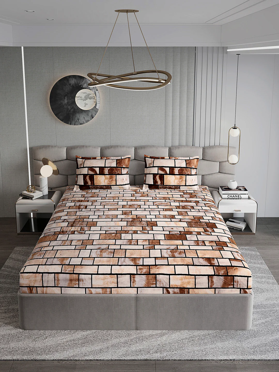 404 GSM Polyester Double Bed 1 Bedsheet with 2 Pillow Cover (Ruby Gold) - Image 3