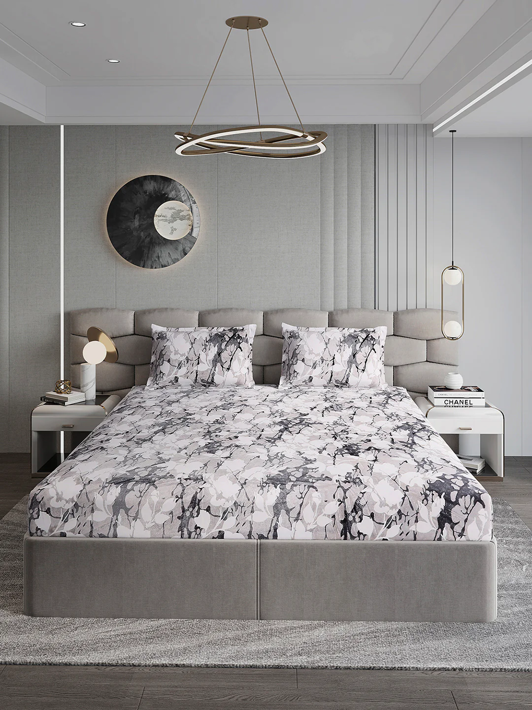 404 GSM Polyester Double Bed 1 Bedsheet with 2 Pillow Cover (Ruby Gold) - Image 2