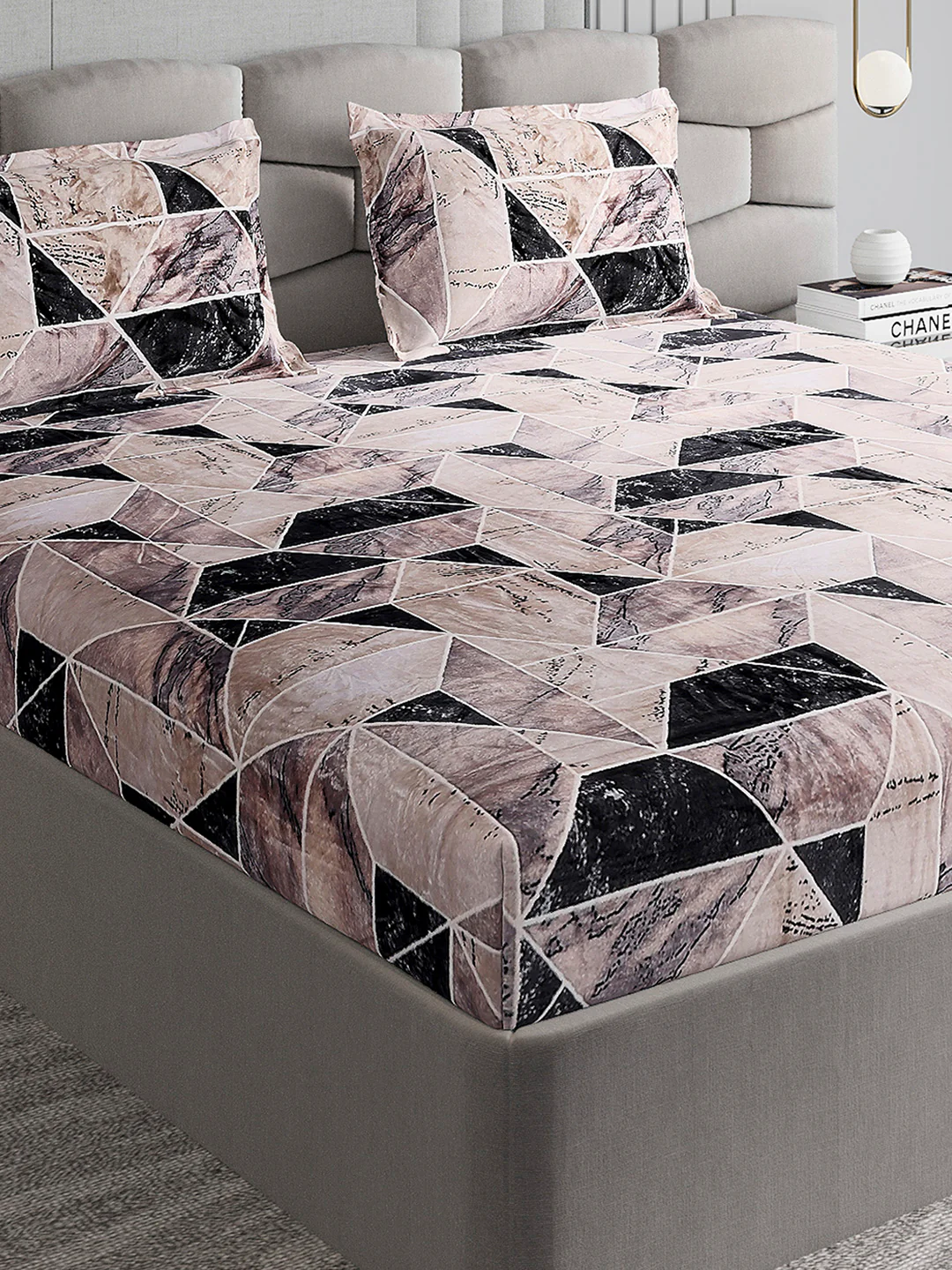404 GSM Polyester Double Bed 1 Bedsheet with 2 Pillow Cover (Ruby Gold)