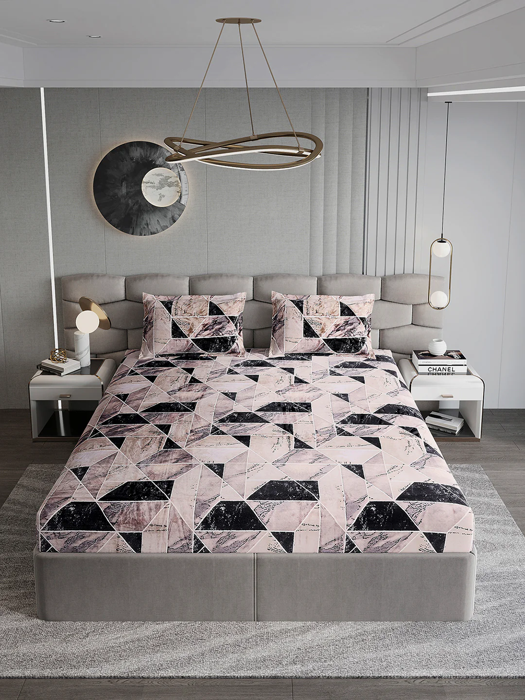 404 GSM Polyester Double Bed 1 Bedsheet with 2 Pillow Cover (Ruby Gold) - Image 3