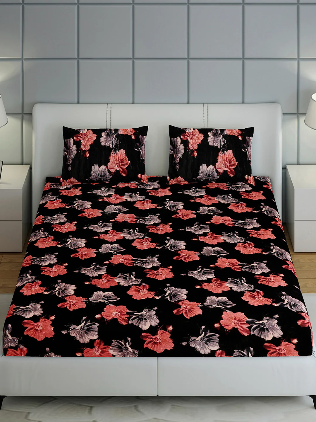 413 GSM Polyester King Bed 1 Bedsheet with 2 Pillow Cover (Aura) - Image 3