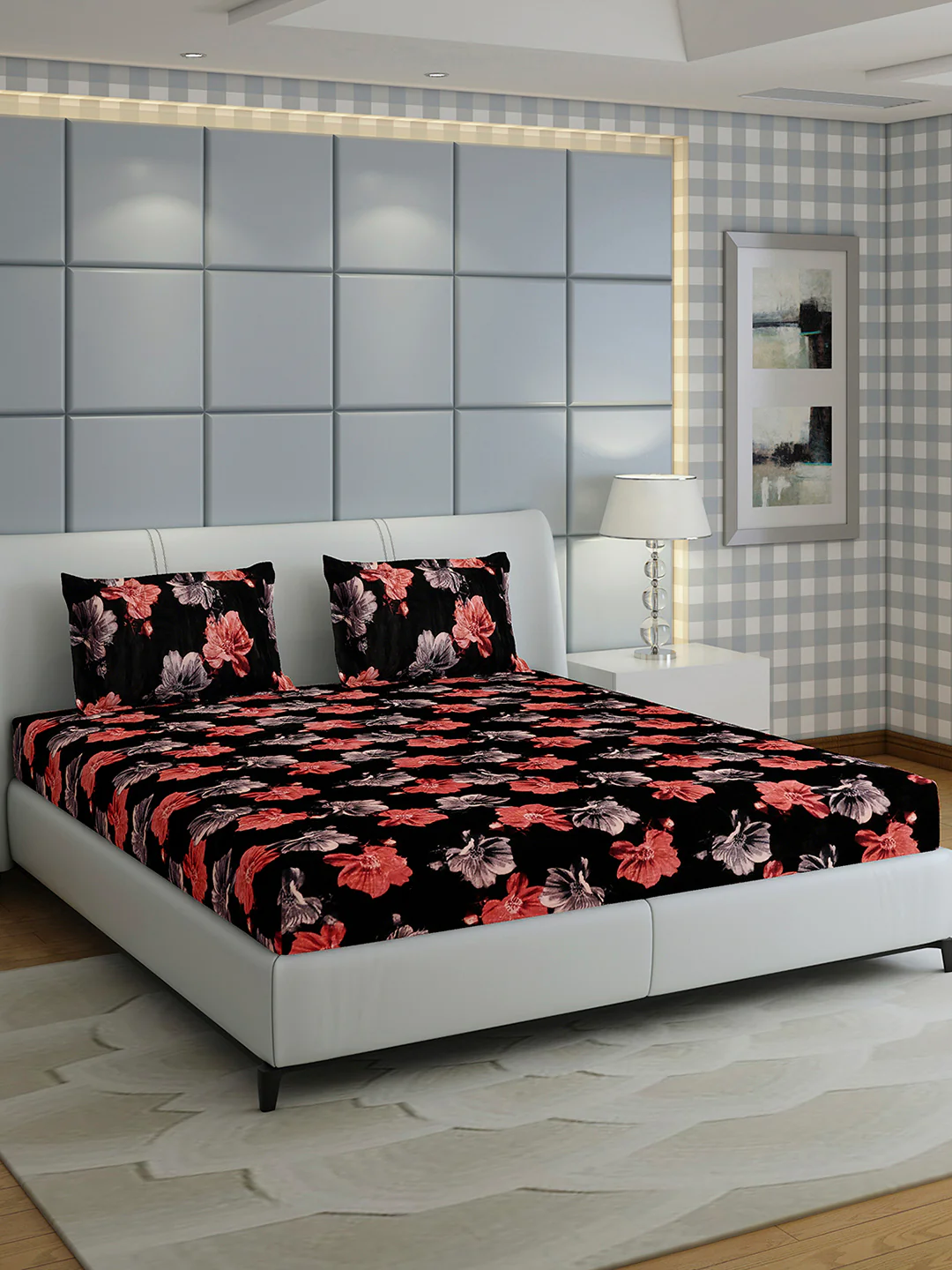 413 GSM Polyester King Bed 1 Bedsheet with 2 Pillow Cover (Aura) - Image 4