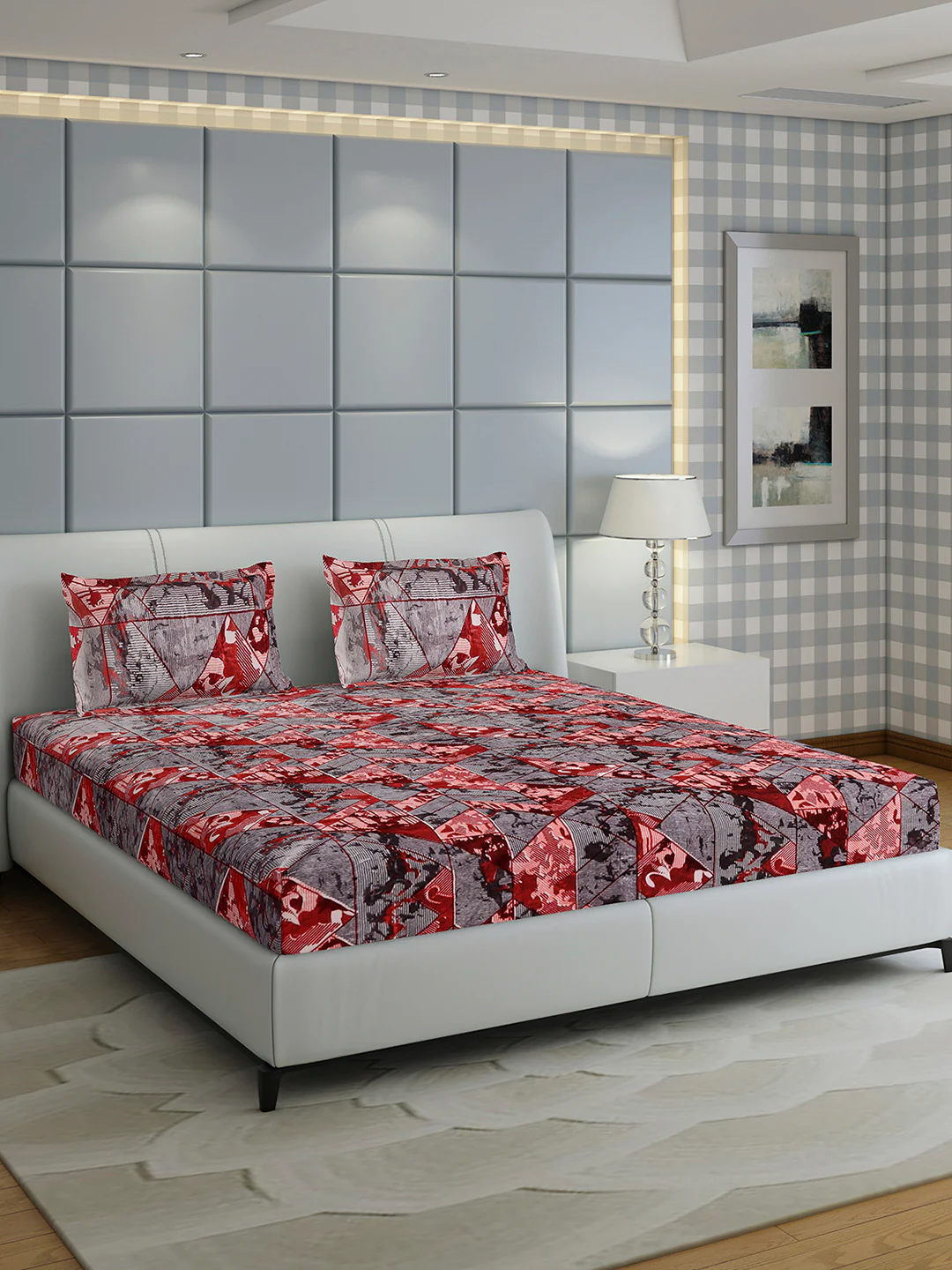 413 GSM Polyester King Bed 1 Bedsheet with 2 Pillow Cover (Aura) - Image 4