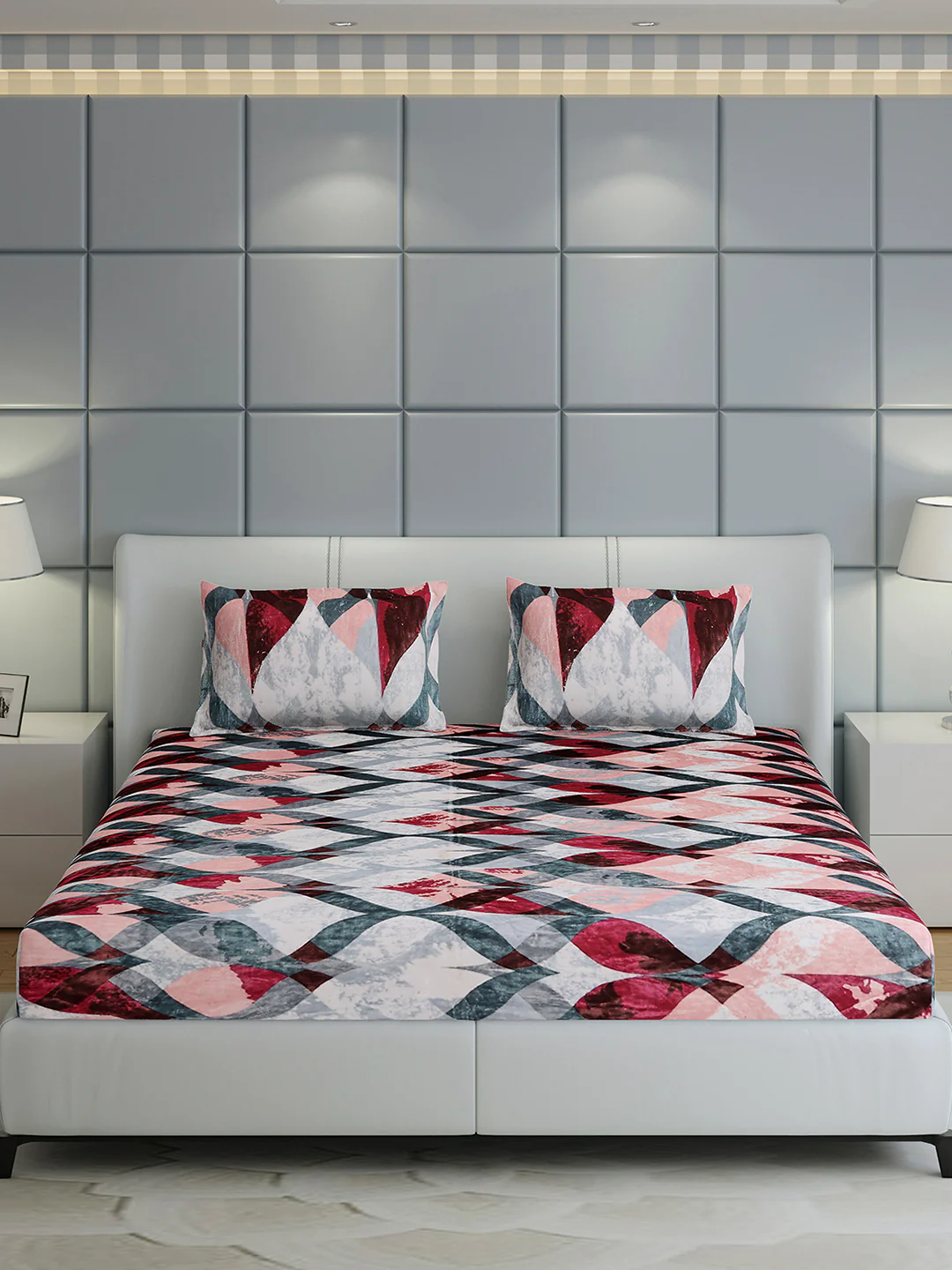 413 GSM Polyester King Bed 1 Bedsheet with 2 Pillow Cover (Aura) - Image 2