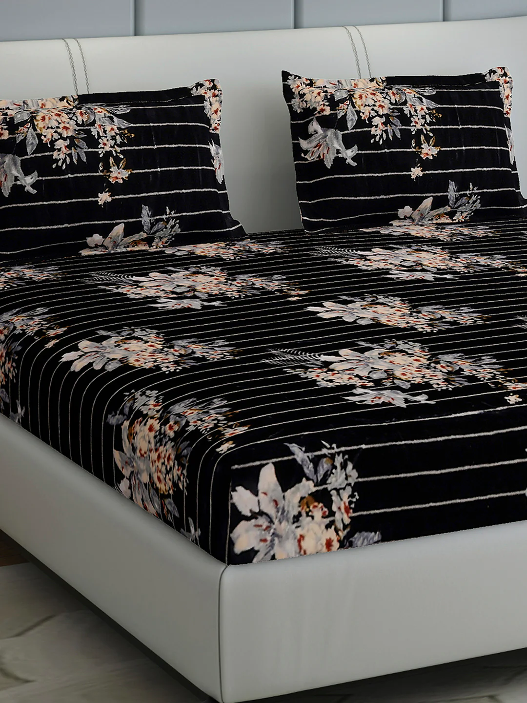 413 GSM Polyester King Bed 1 Bedsheet with 2 Pillow Cover (Aura)