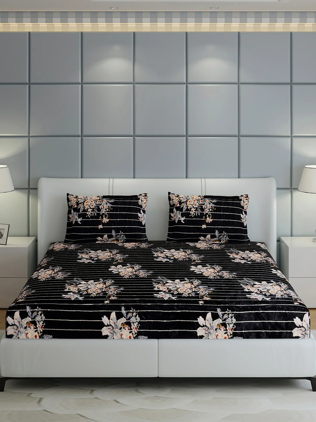 413 GSM Polyester King Bed 1 Bedsheet with 2 Pillow Cover (Aura) - Image 2