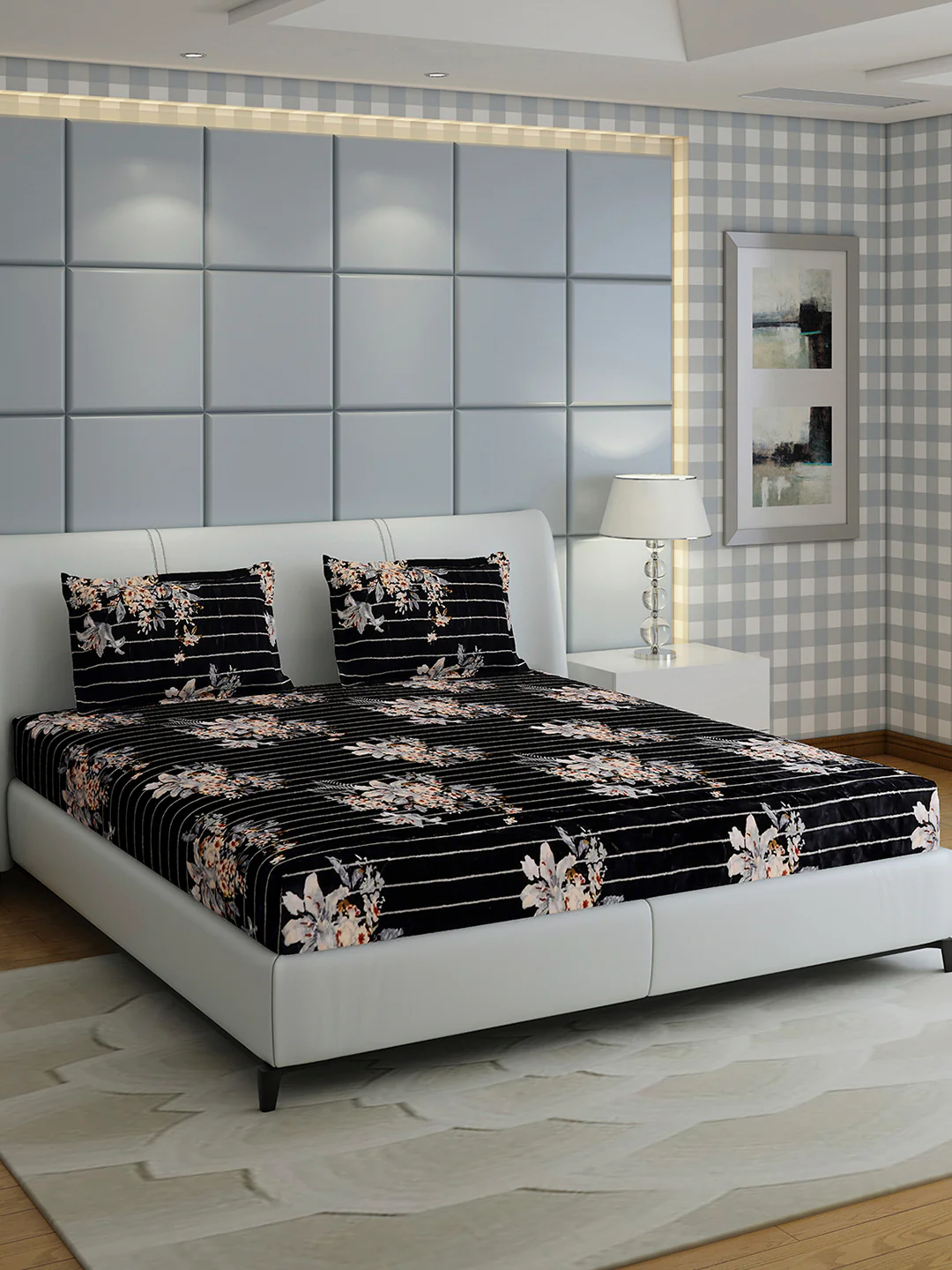 413 GSM Polyester King Bed 1 Bedsheet with 2 Pillow Cover (Aura) - Image 4
