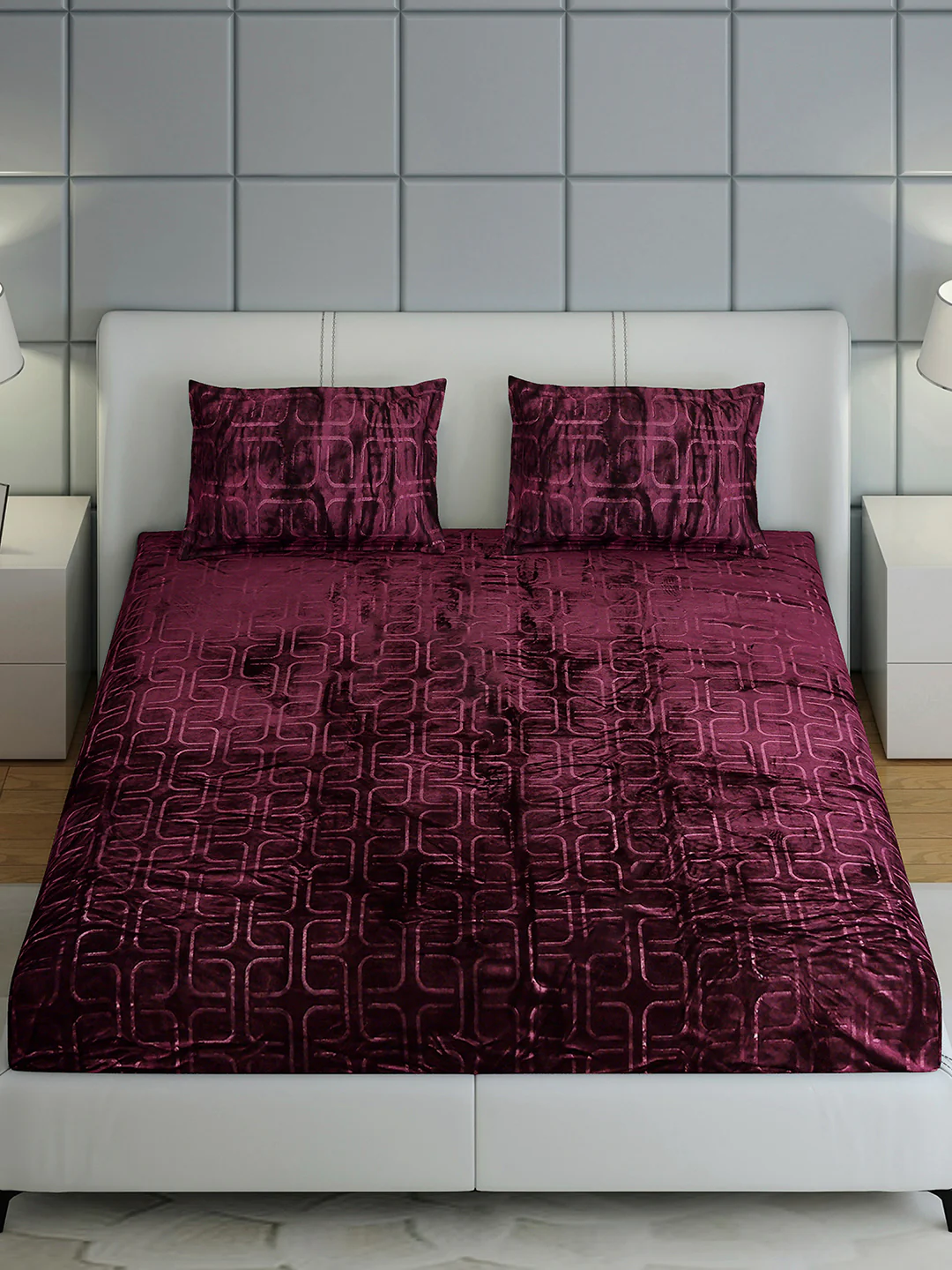 435 GSM Polyester Double Bed 1 Bedsheet with 2 Pillow Cover (Indigo) - Image 3