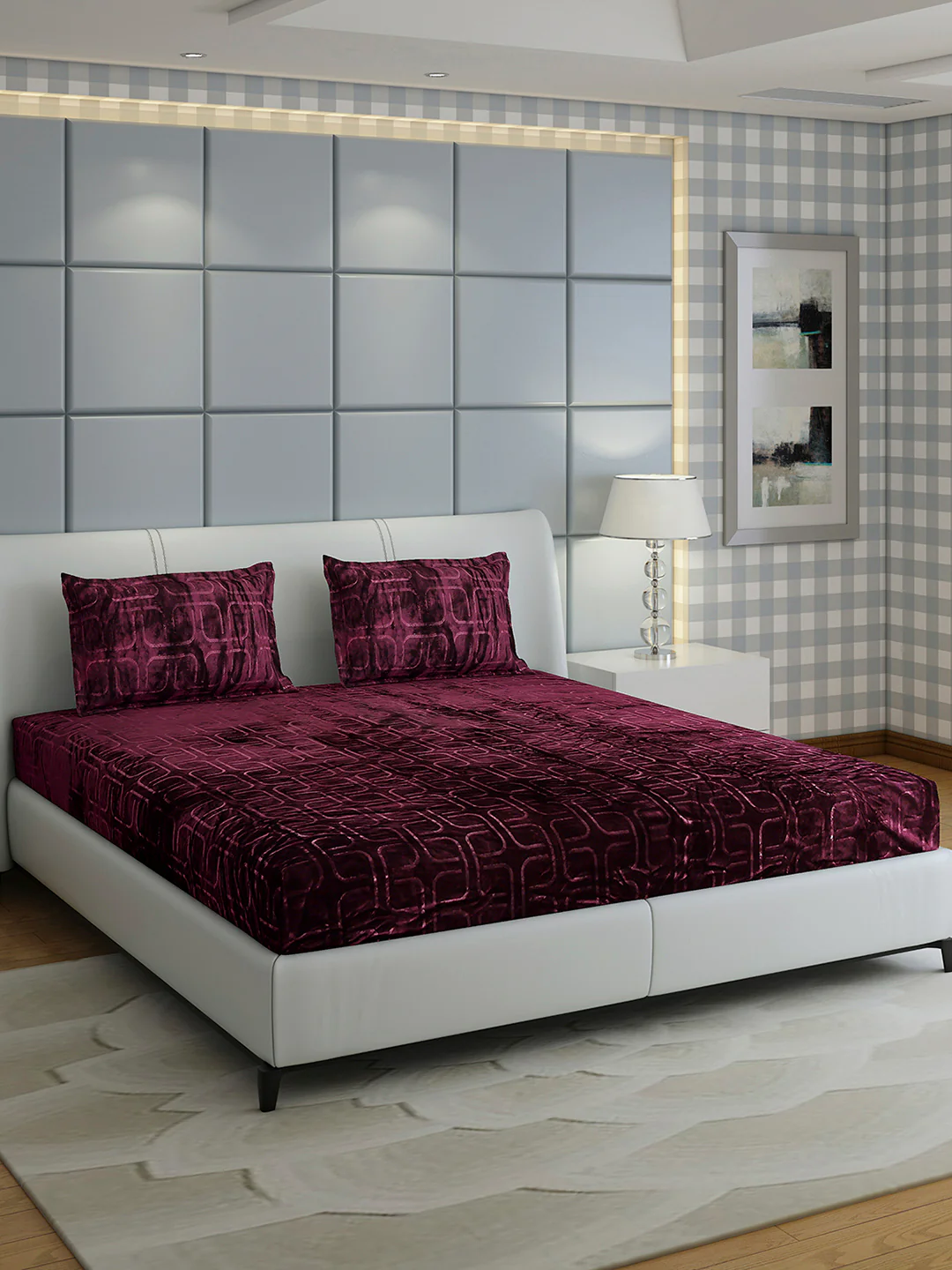 435 GSM Polyester Double Bed 1 Bedsheet with 2 Pillow Cover (Indigo) - Image 4