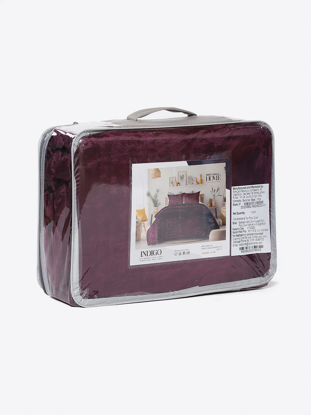 435 GSM Polyester Double Bed 1 Bedsheet with 2 Pillow Cover (Indigo) - Image 9