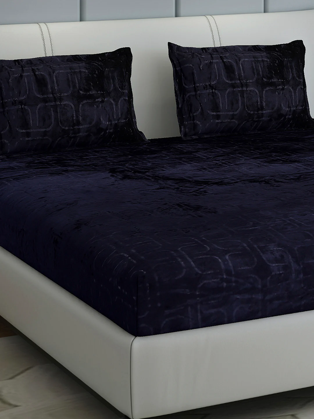 435 GSM Polyester Double Bed 1 Bedsheet with 2 Pillow Cover (Indigo)