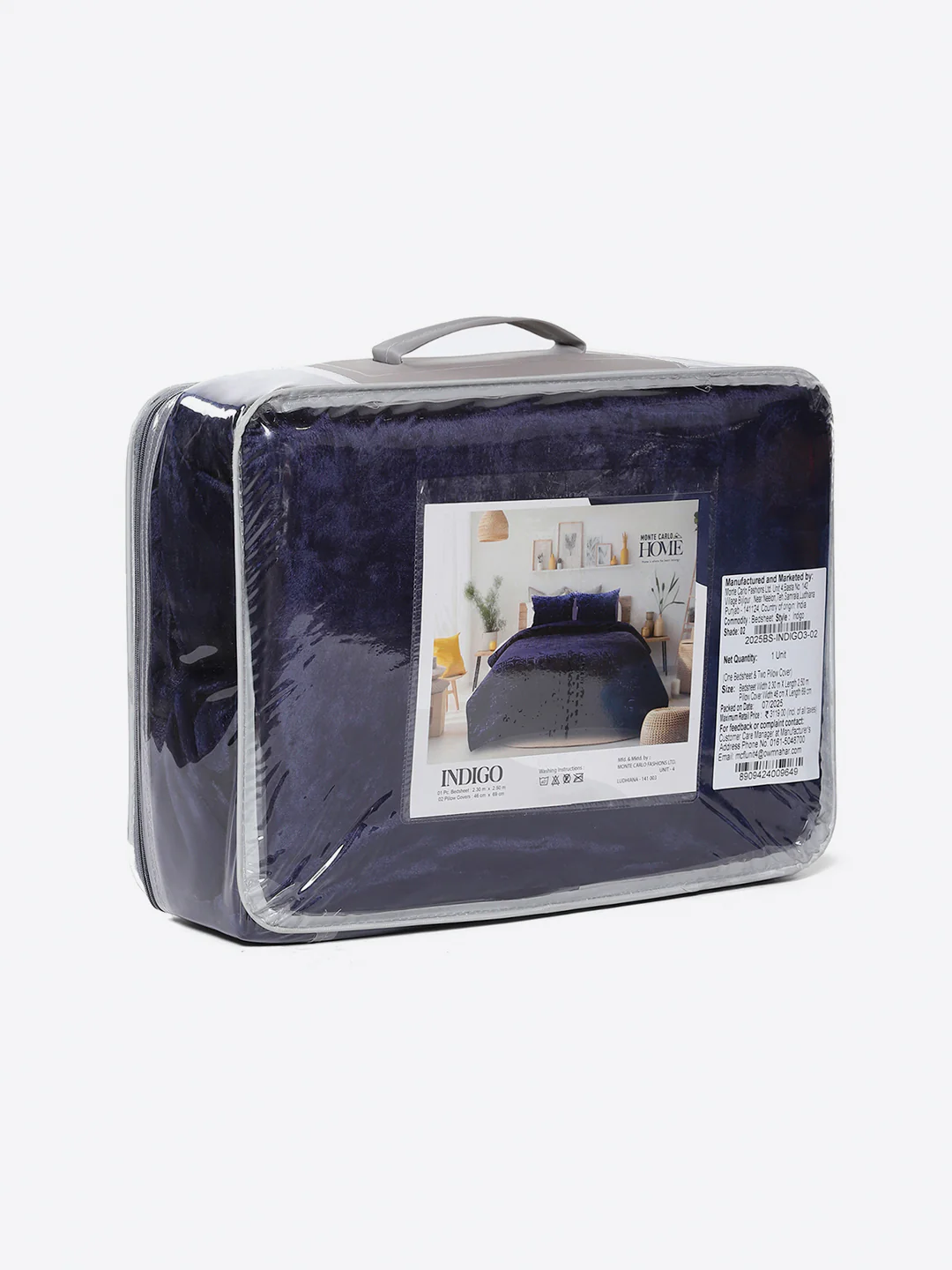 435 GSM Polyester Double Bed 1 Bedsheet with 2 Pillow Cover (Indigo) - Image 9
