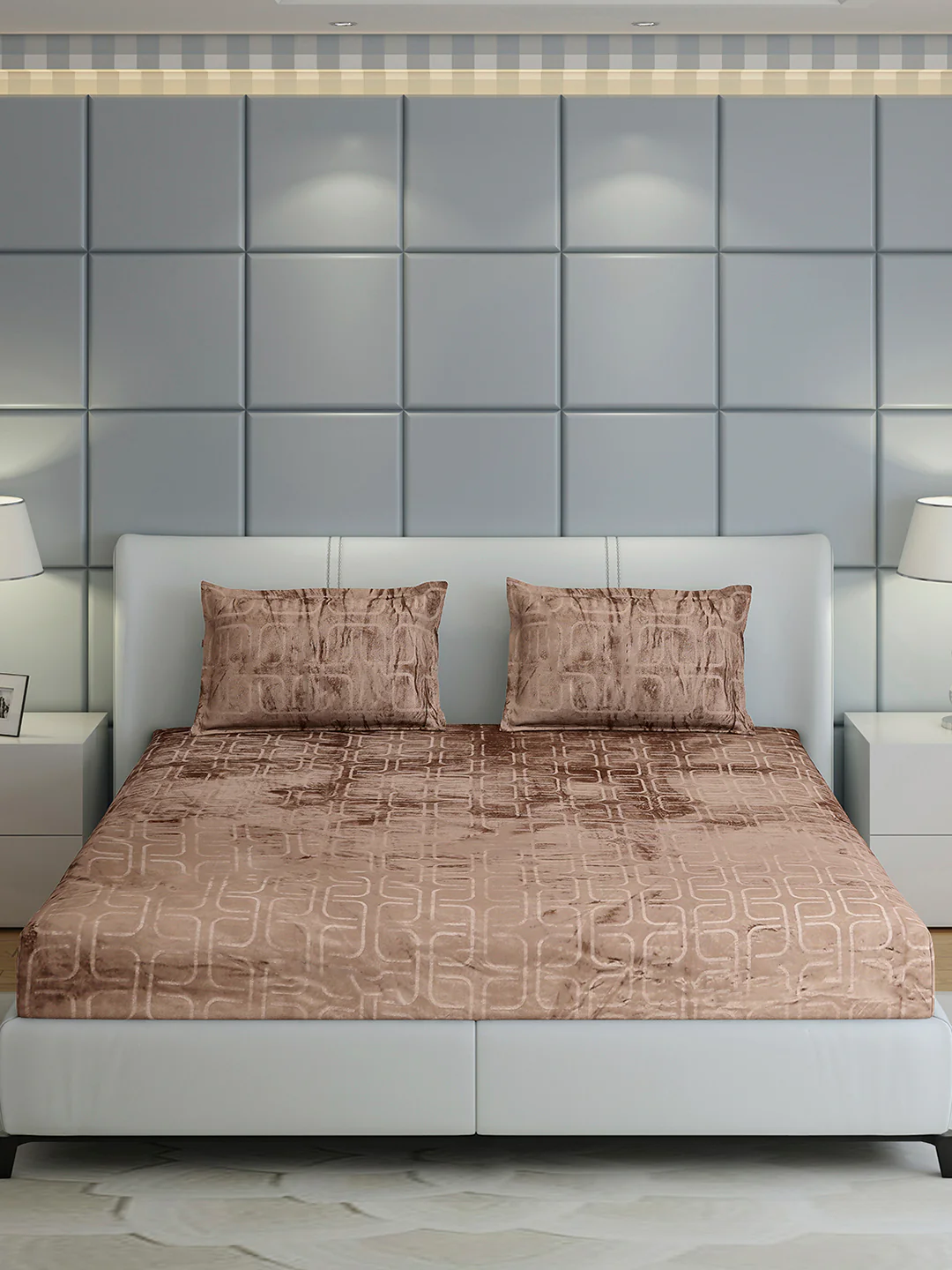 435 GSM Polyester Double Bed 1 Bedsheet with 2 Pillow Cover (Indigo) - Image 2