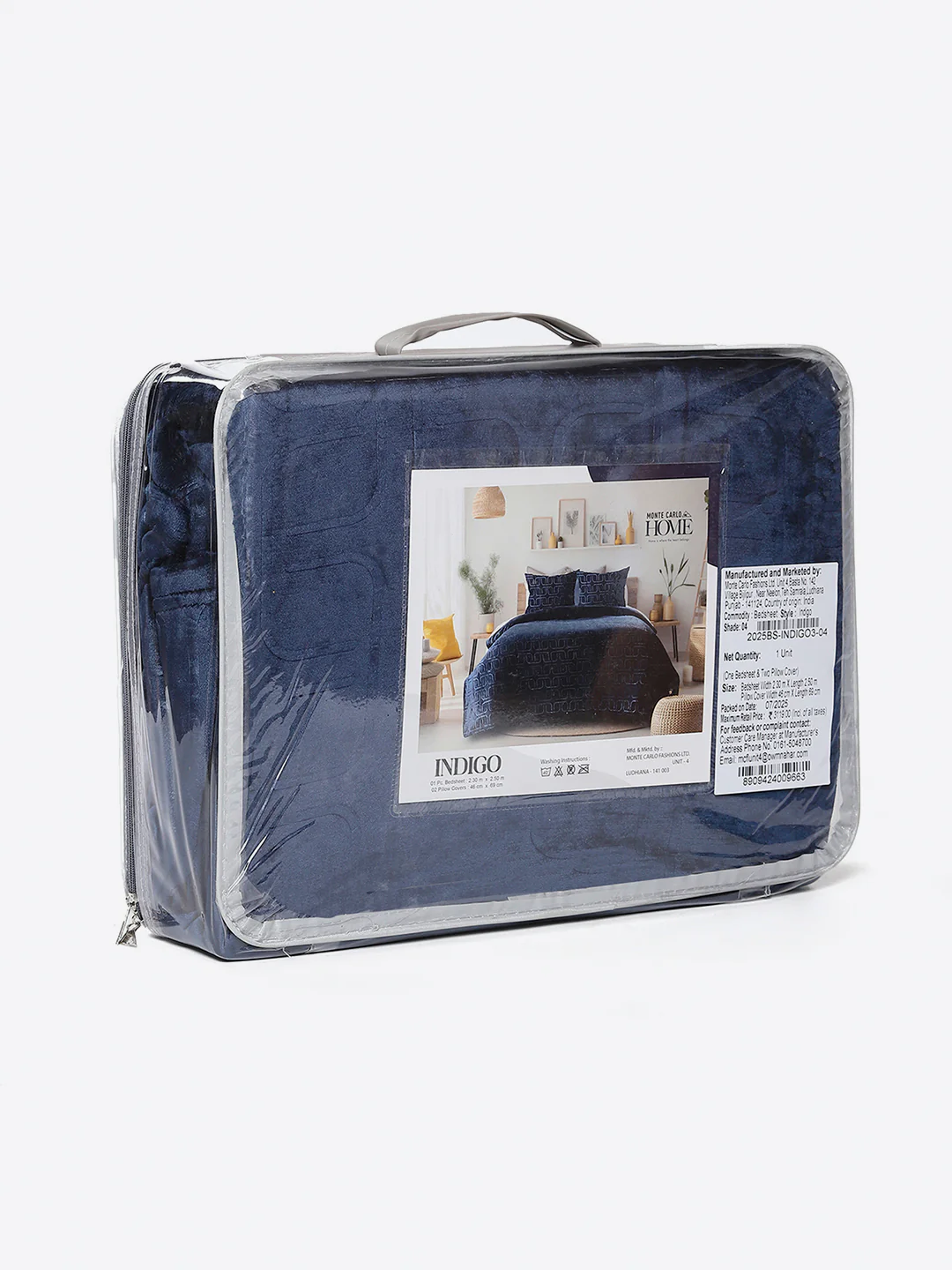 435 GSM Polyester Double Bed 1 Bedsheet with 2 Pillow Cover (Indigo) - Image 9
