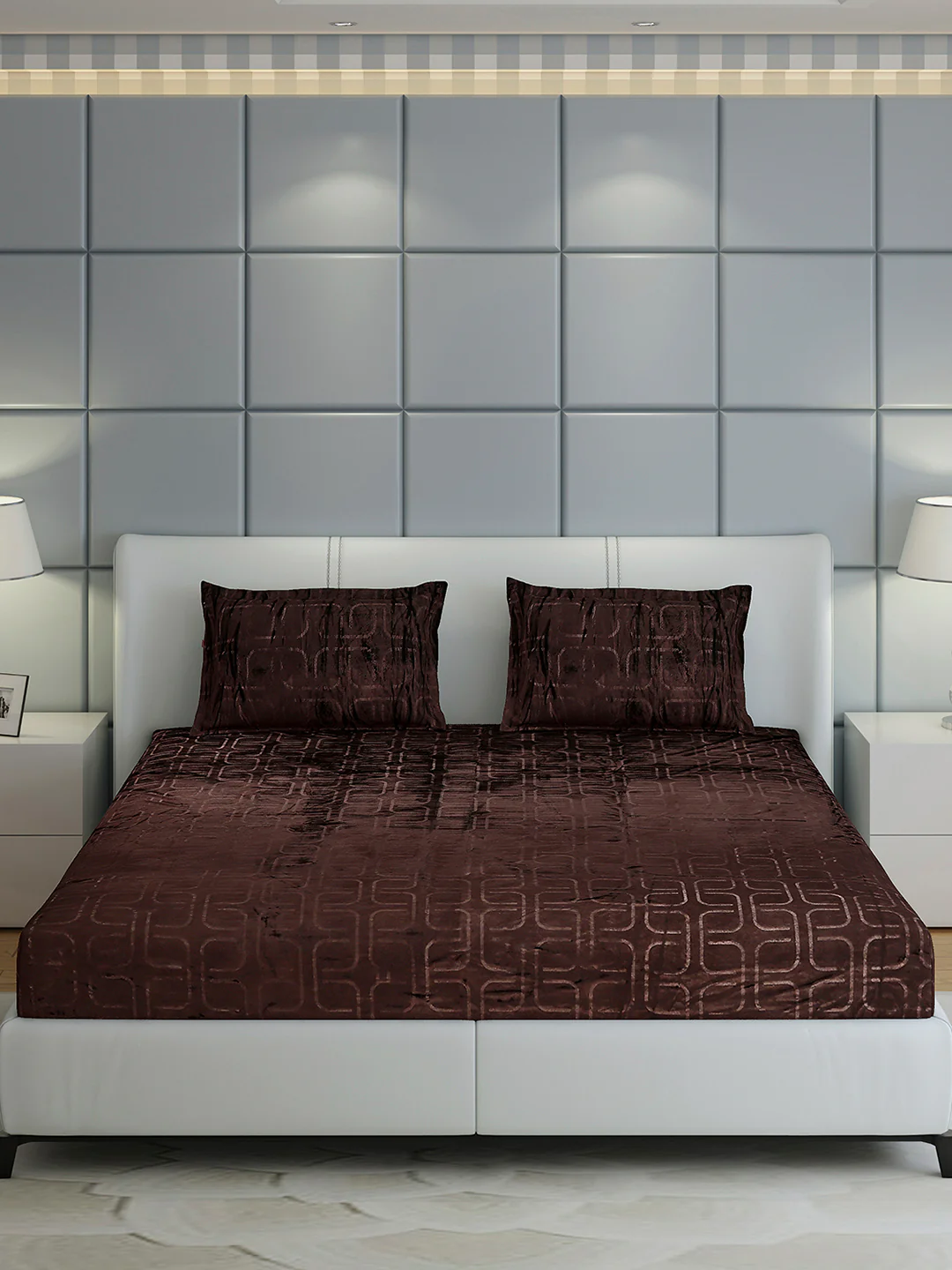 435 GSM Polyester Double Bed 1 Bedsheet with 2 Pillow Cover (Indigo) - Image 2