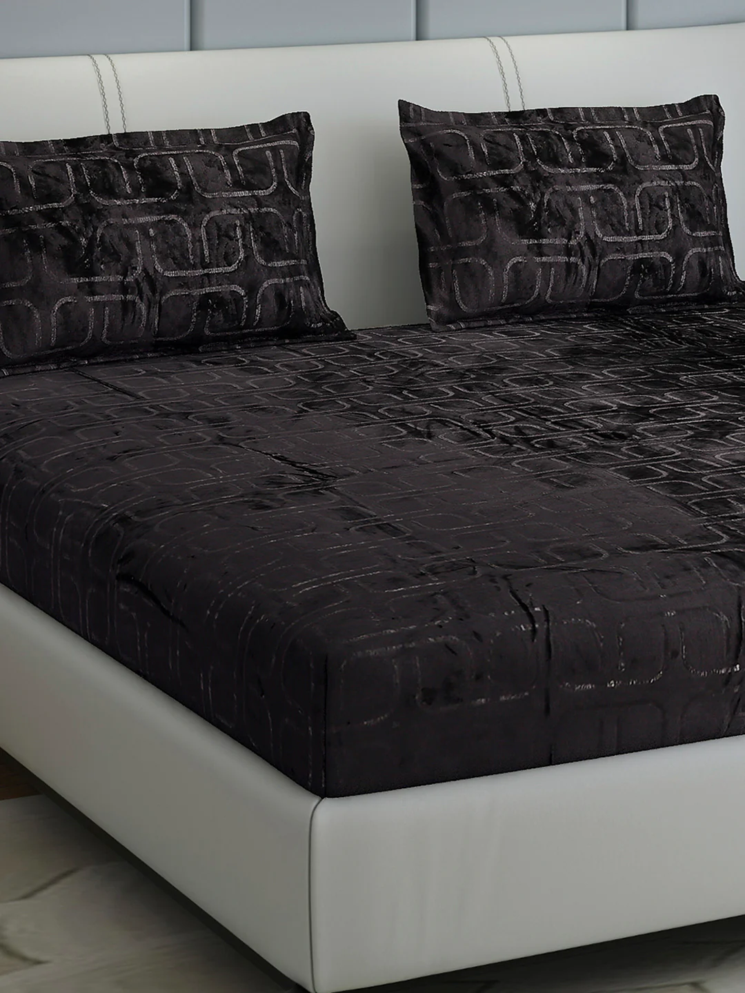 435 GSM Polyester Double Bed 1 Bedsheet with 2 Pillow Cover (Indigo)