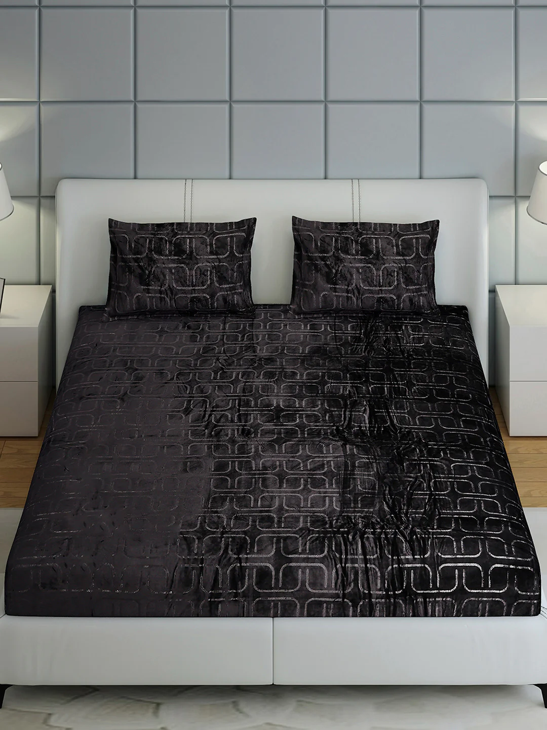 435 GSM Polyester Double Bed 1 Bedsheet with 2 Pillow Cover (Indigo) - Image 3
