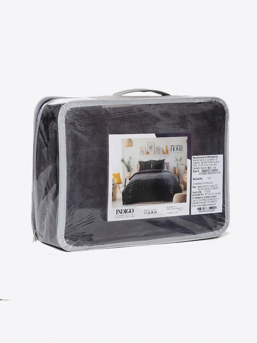 435 GSM Polyester Double Bed 1 Bedsheet with 2 Pillow Cover (Indigo) - Image 9