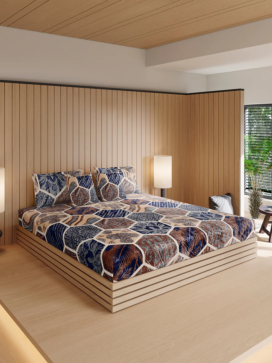 487 GSM Polyester Double Bed 1 Bedsheet, 2 Pillow Cover & 2 Cushion Case (Pristine 4 Pcs Set) - Image 4