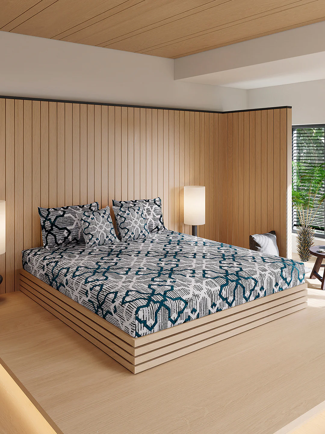 487 GSM Polyester Double Bed 1 Bedsheet, 2 Pillow Cover & 2 Cushion Case (Pristine 4 Pcs Set) - Image 4
