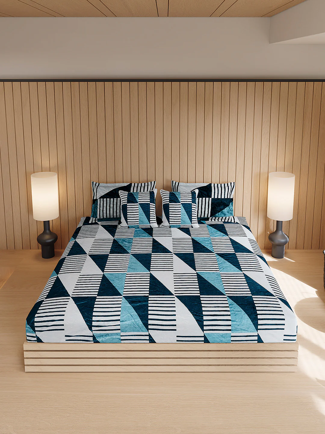487 GSM Polyester Double Bed 1 Bedsheet, 2 Pillow Cover & 2 Cushion Case (Pristine 4 Pcs Set) - Image 3