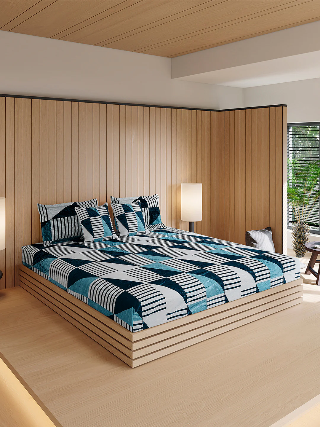 487 GSM Polyester Double Bed 1 Bedsheet, 2 Pillow Cover & 2 Cushion Case (Pristine 4 Pcs Set) - Image 4