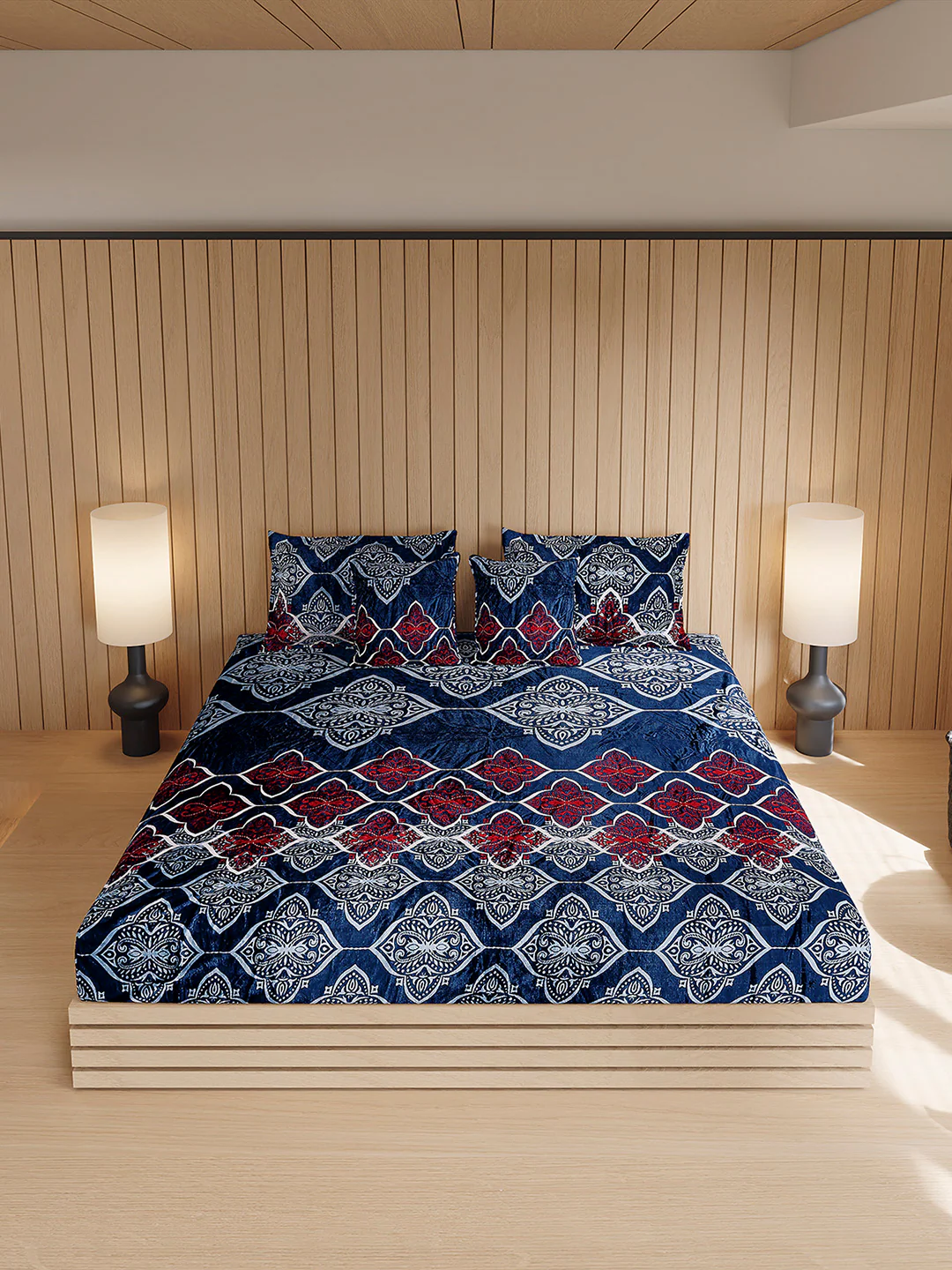 487 GSM Polyester Double Bed 1 Bedsheet, 2 Pillow Cover & 2 Cushion Case (Pristine 4 Pcs Set) - Image 3