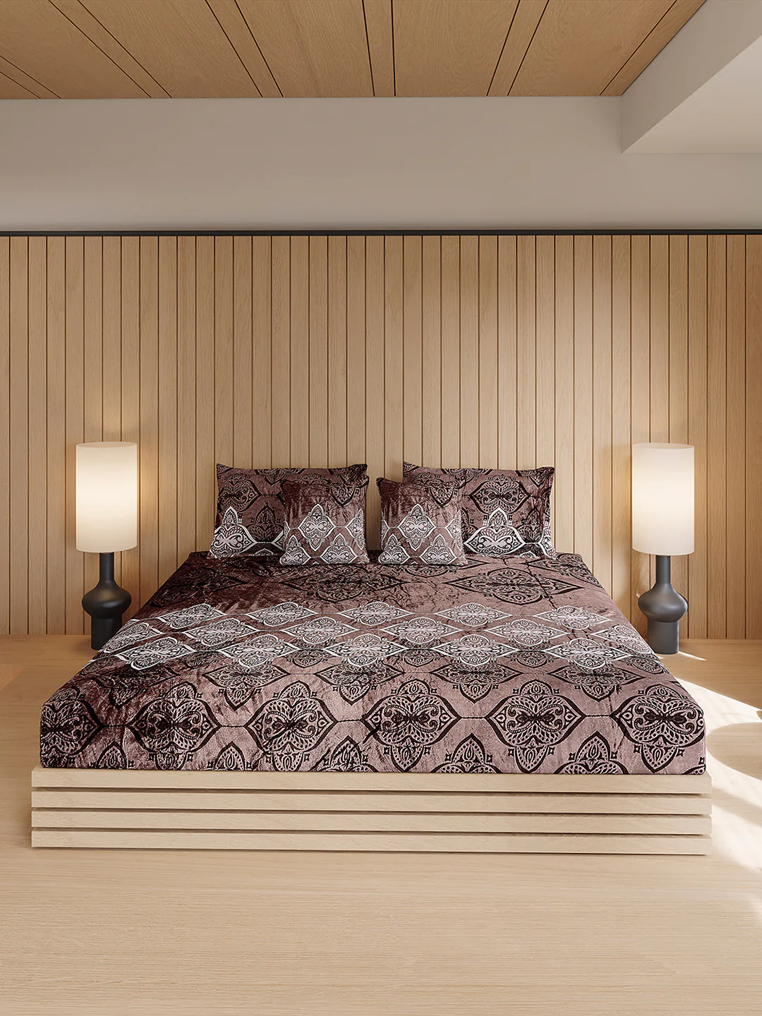 487 GSM Polyester Double Bed 1 Bedsheet, 2 Pillow Cover & 2 Cushion Case (Pristine 4 Pcs Set) - Image 2