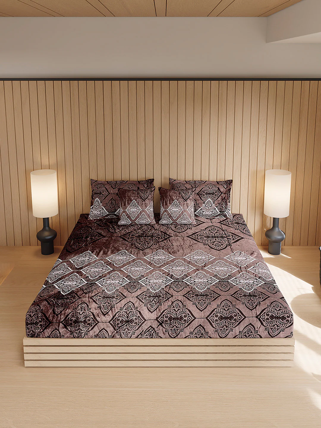 487 GSM Polyester Double Bed 1 Bedsheet, 2 Pillow Cover & 2 Cushion Case (Pristine 4 Pcs Set) - Image 3