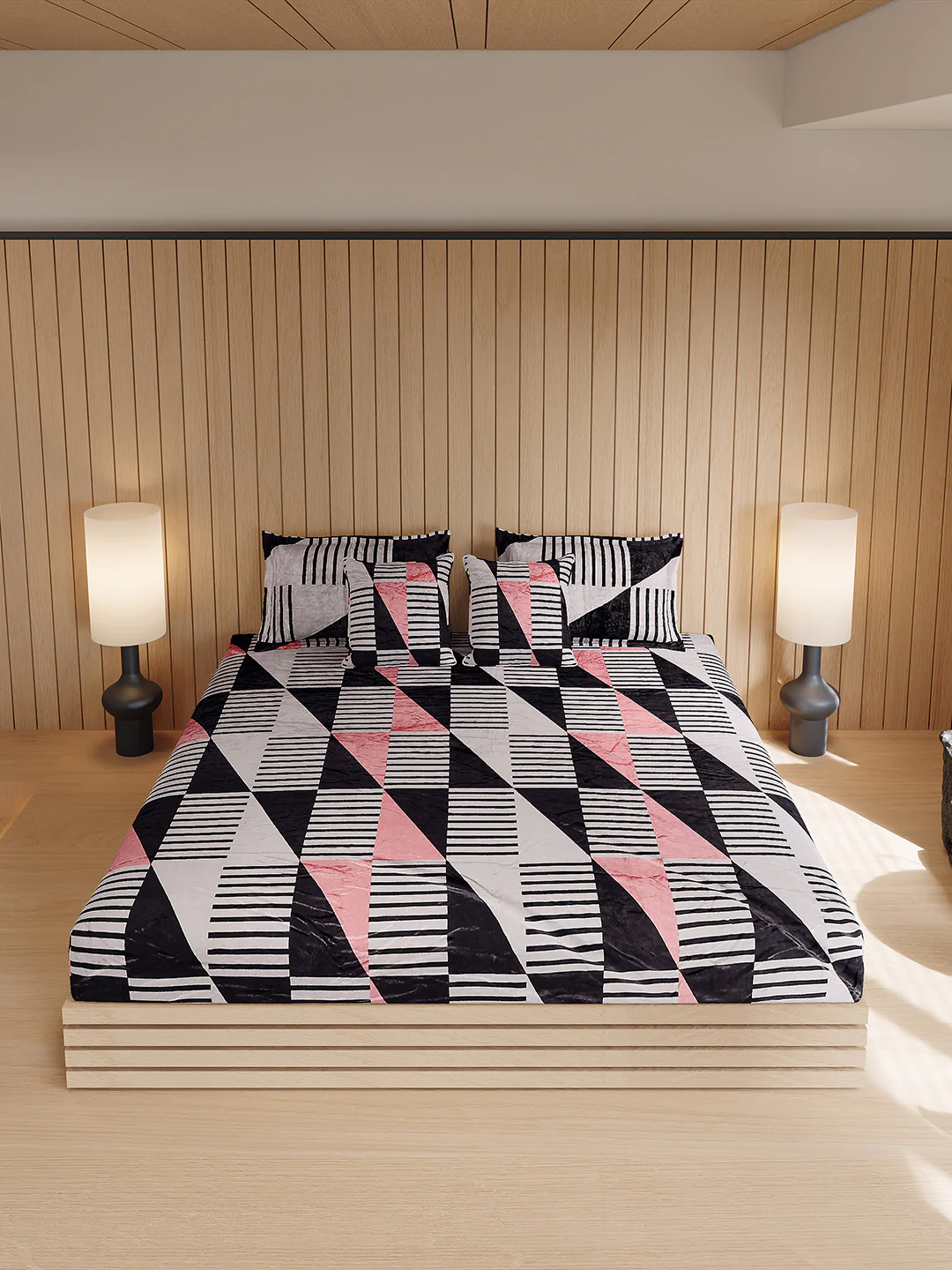 487 GSM Polyester Double Bed 1 Bedsheet, 2 Pillow Cover & 2 Cushion Case (Pristine 4 Pcs Set) - Image 3