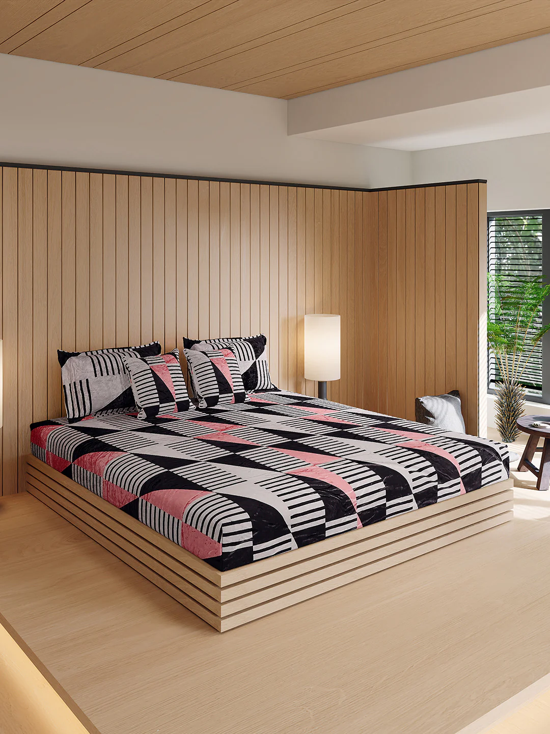 487 GSM Polyester Double Bed 1 Bedsheet, 2 Pillow Cover & 2 Cushion Case (Pristine 4 Pcs Set) - Image 4