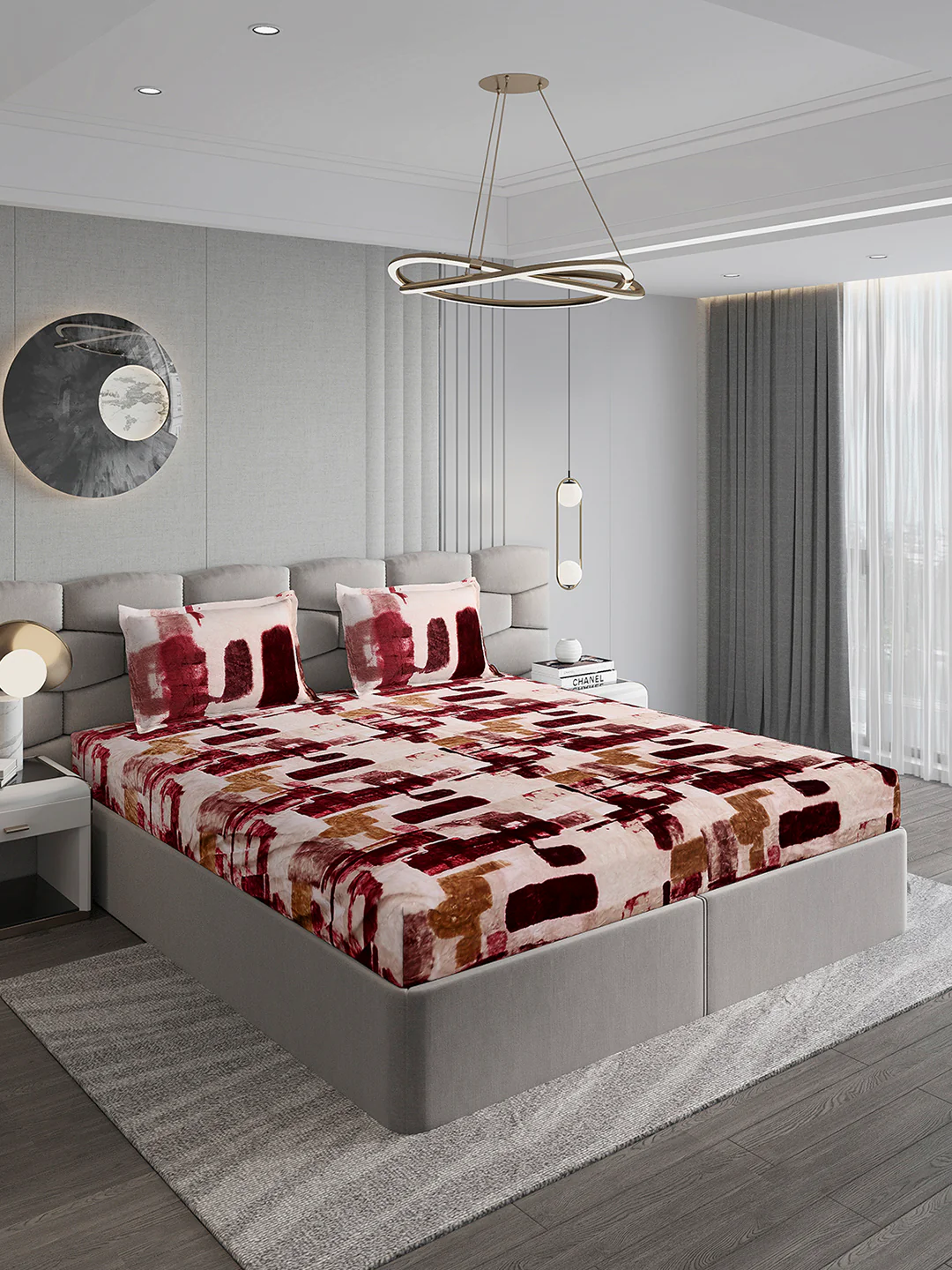 495 GSM Polyester King Bed 1 Bedsheet with 2 Pillow Cover (Gold Mine) - Image 4