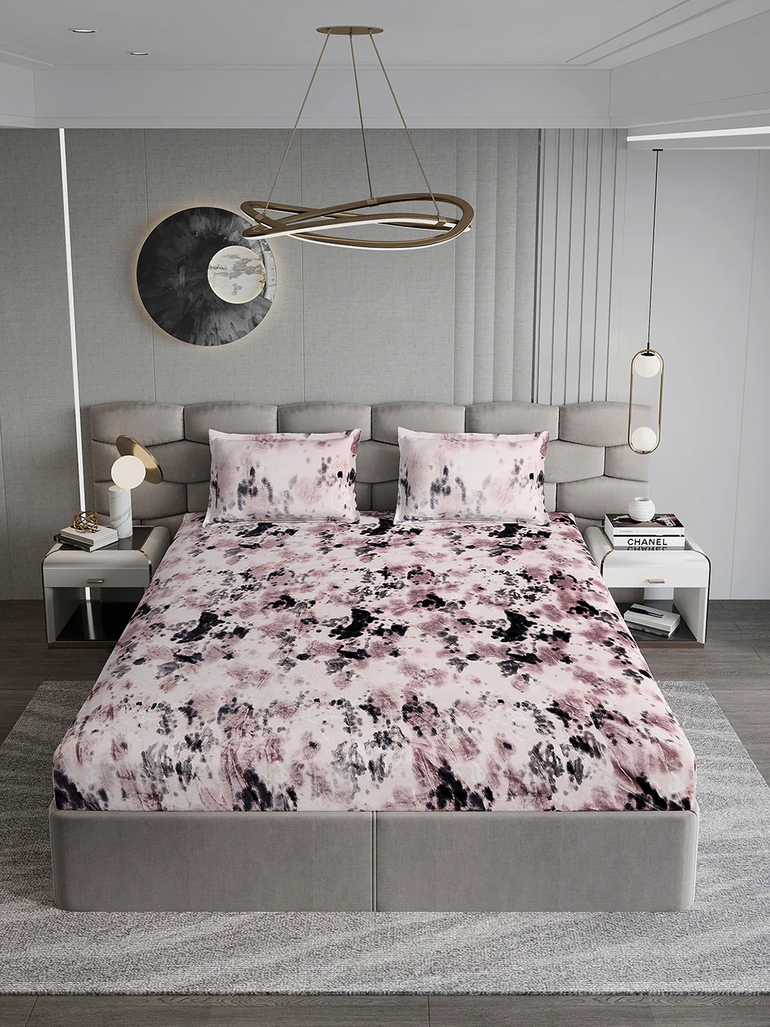495 GSM Polyester King Bed 1 Bedsheet with 2 Pillow Cover (Gold Mine) - Image 2