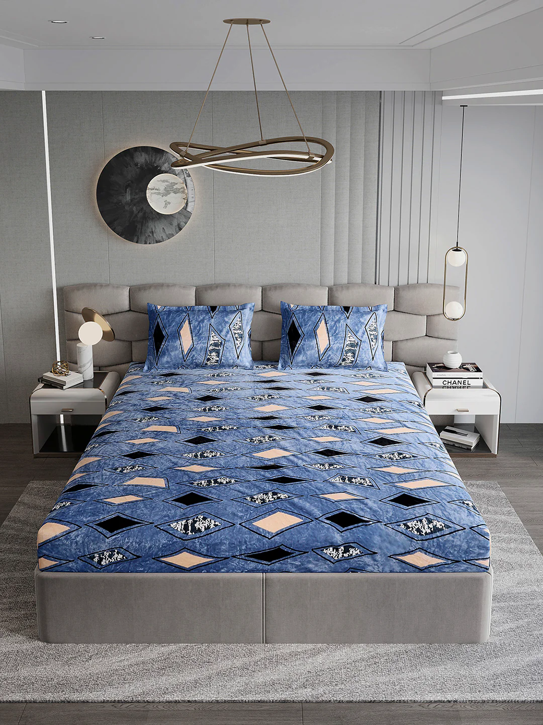 495 GSM Polyester King Bed 1 Bedsheet with 2 Pillow Cover (Gold Mine) - Image 3