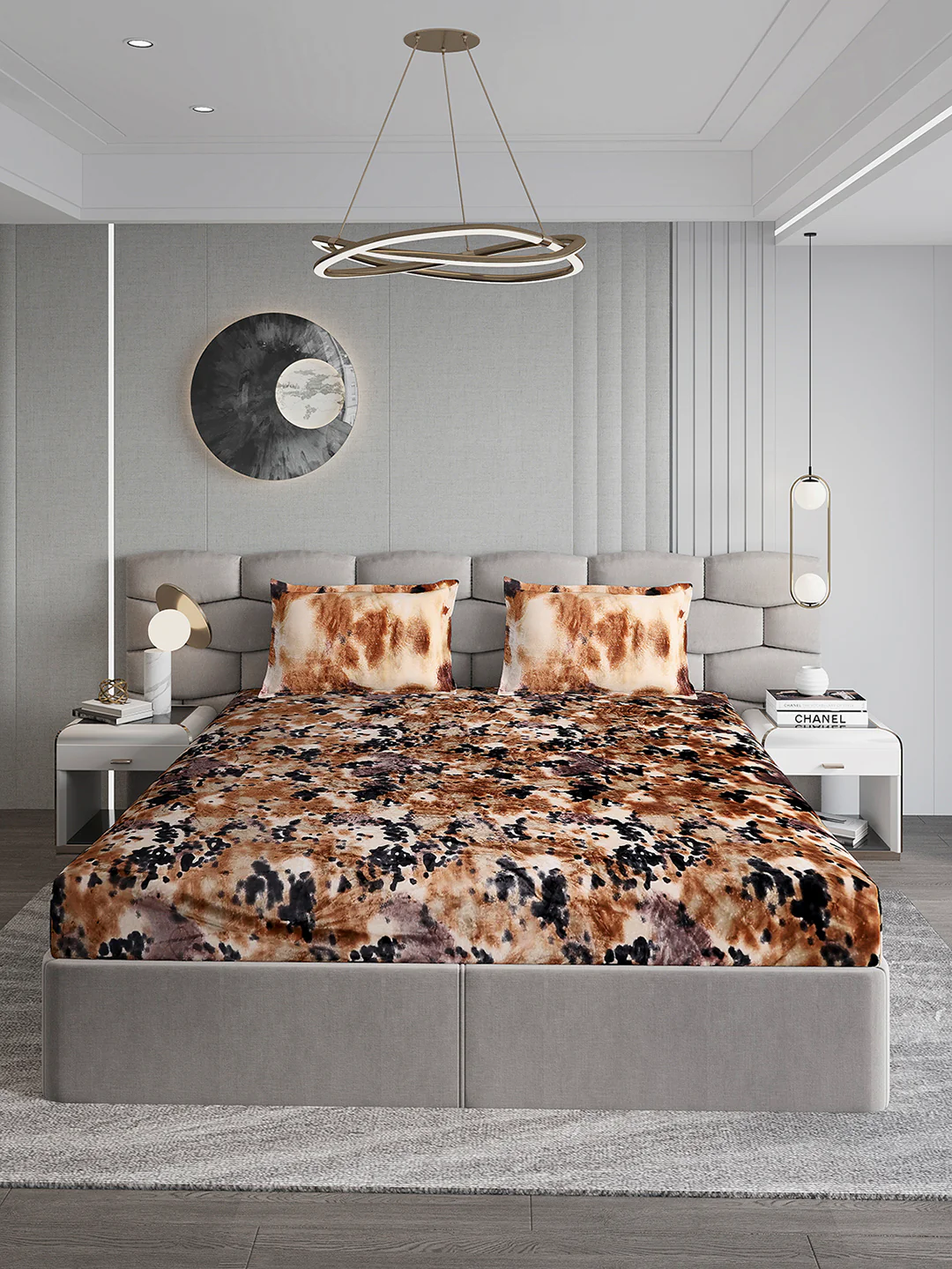 495 GSM Polyester King Bed 1 Bedsheet with 2 Pillow Cover (Gold Mine) - Image 2