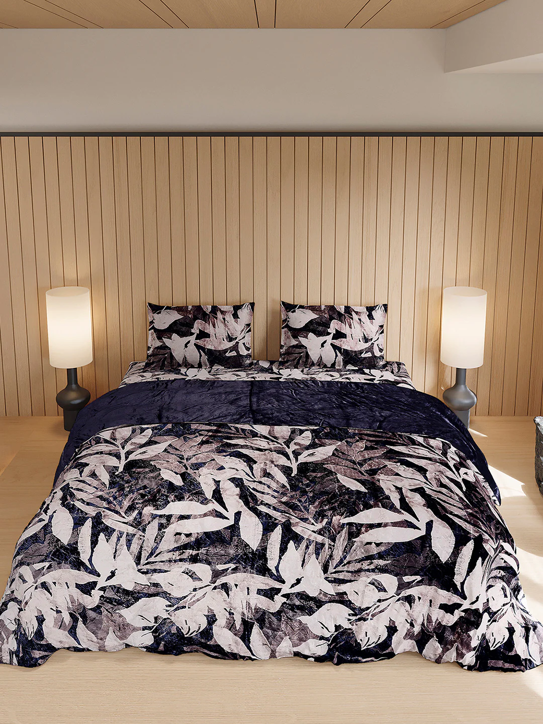 904 GSM Polyester Double Bed 1 Bedsheet, 1 Duvet Cover & 2 Pillow Cover (Meteor 4 Pcs Set) - Image 3