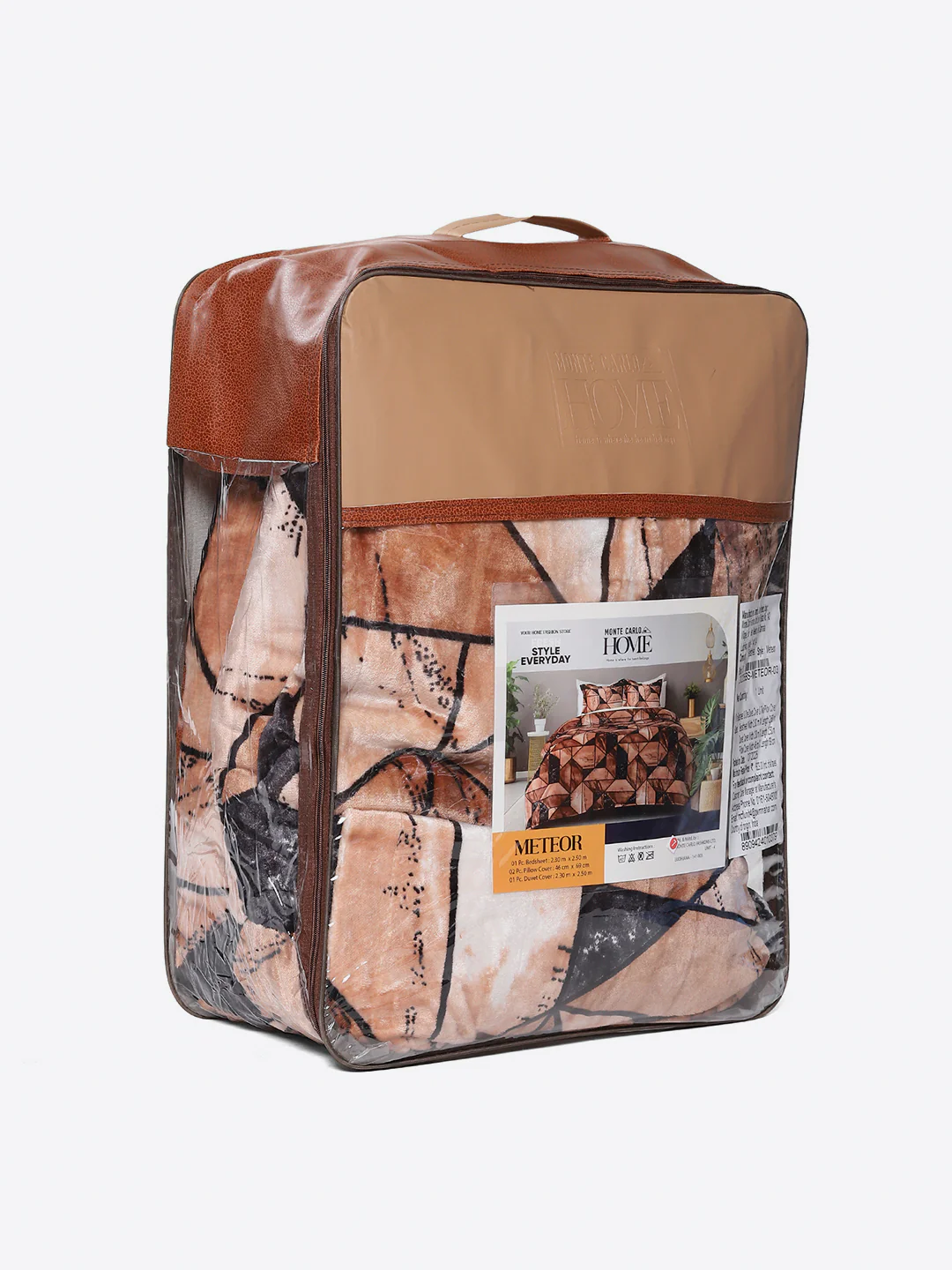 904 GSM Polyester Double Bed 1 Bedsheet, 1 Duvet Cover & 2 Pillow Cover (Meteor 4 Pcs Set) - Image 11