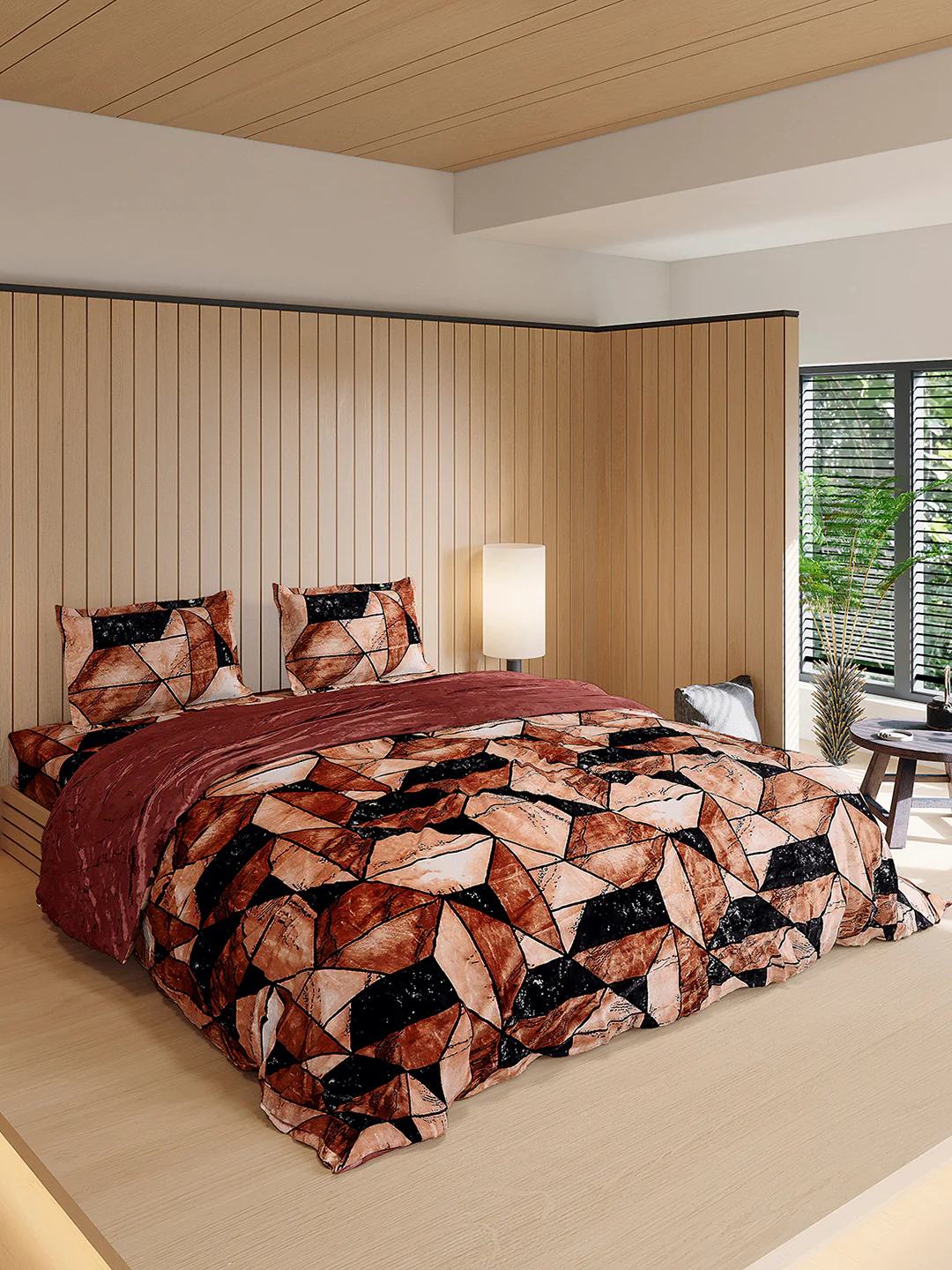 904 GSM Polyester Double Bed 1 Bedsheet, 1 Duvet Cover & 2 Pillow Cover (Meteor 4 Pcs Set) - Image 4