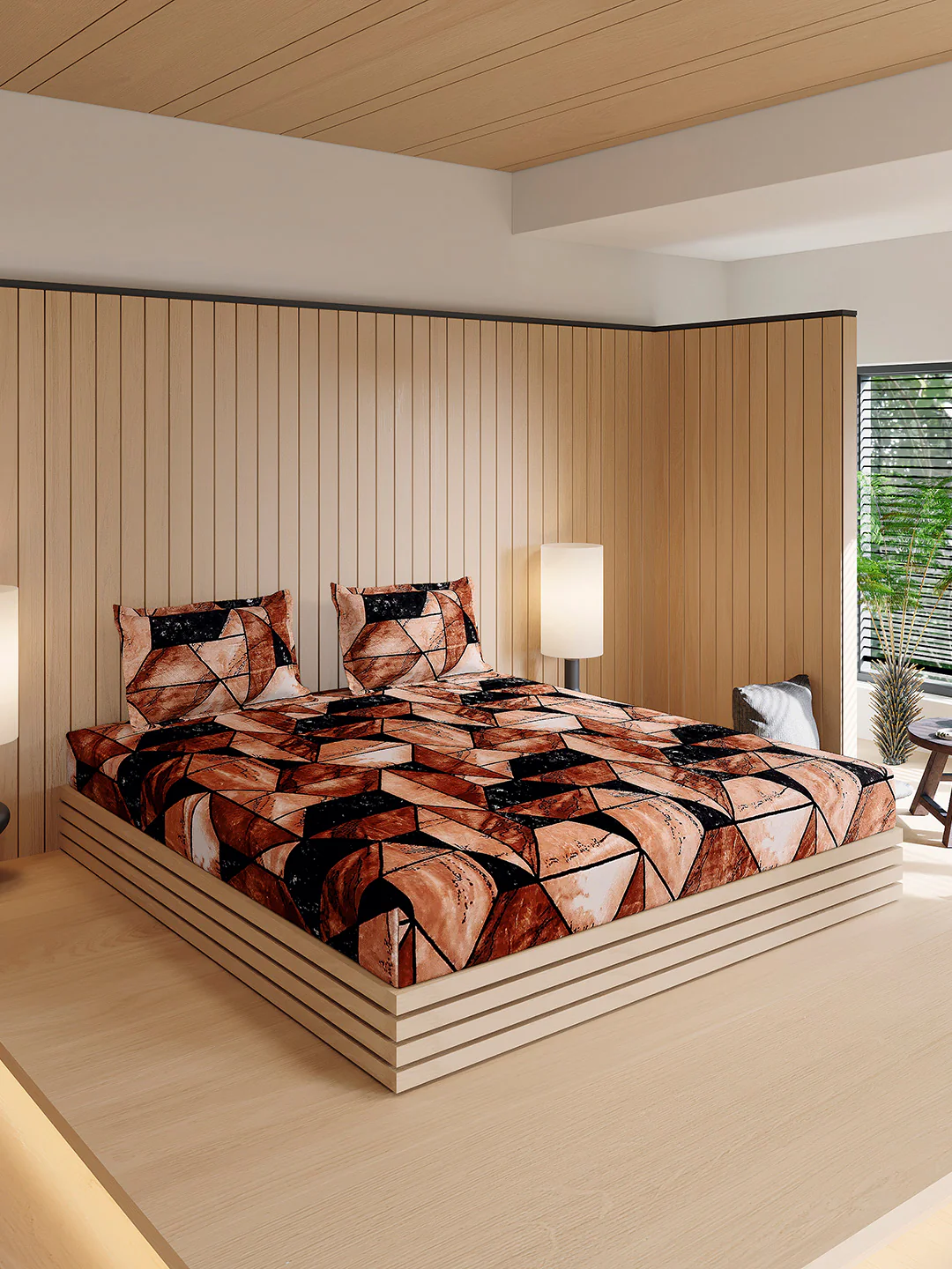 904 GSM Polyester Double Bed 1 Bedsheet, 1 Duvet Cover & 2 Pillow Cover (Meteor 4 Pcs Set) - Image 7