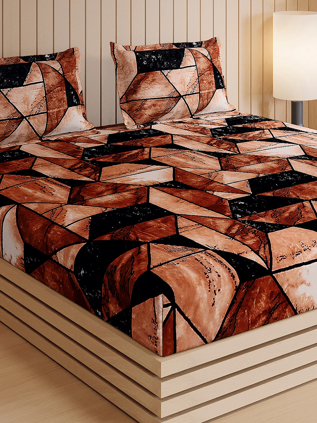 904 GSM Polyester Double Bed 1 Bedsheet, 1 Duvet Cover & 2 Pillow Cover (Meteor 4 Pcs Set) - Image 8