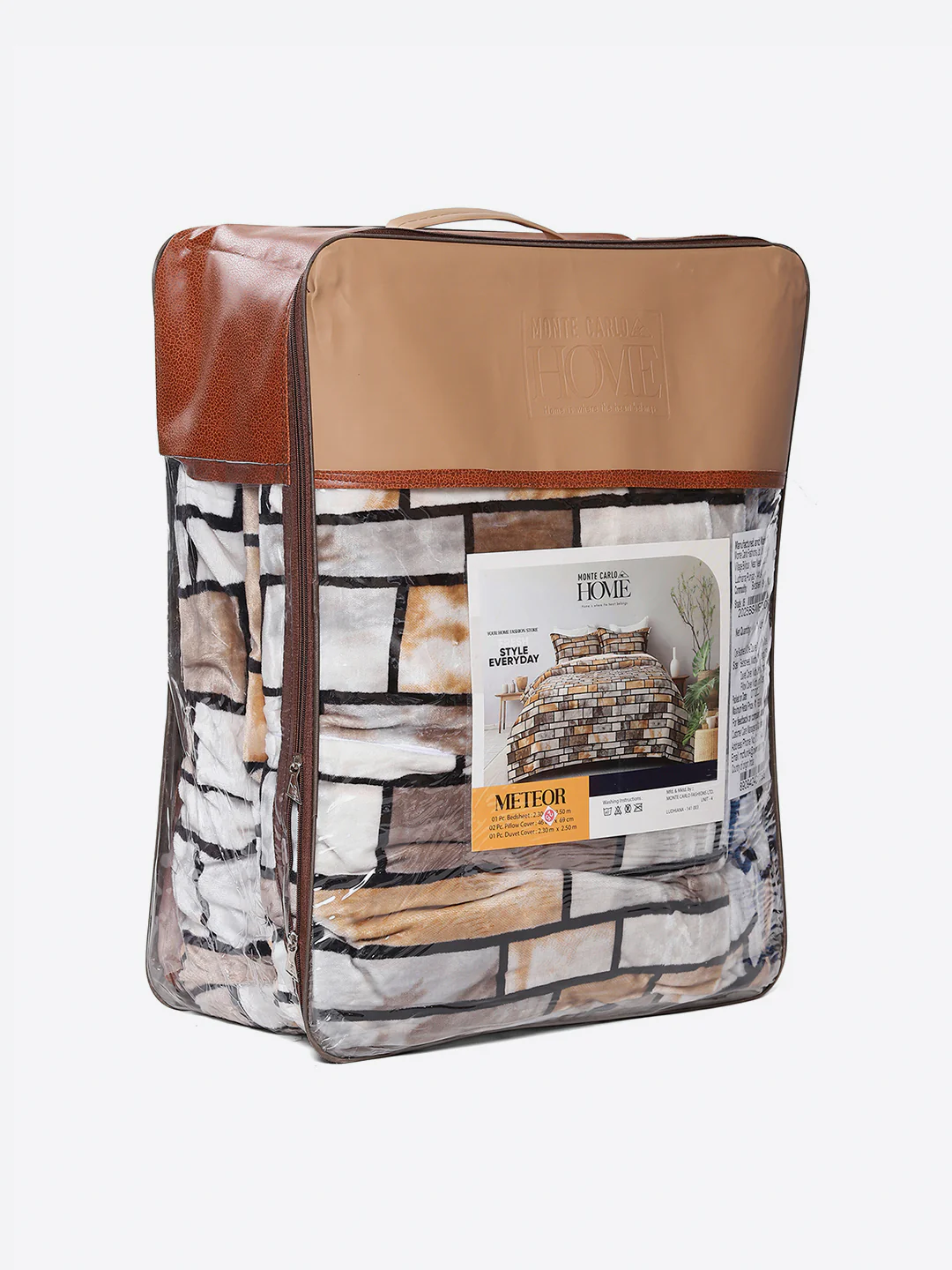904 GSM Polyester Double Bed 1 Bedsheet, 1 Duvet Cover & 2 Pillow Cover (Meteor 4 Pcs Set) - Image 11