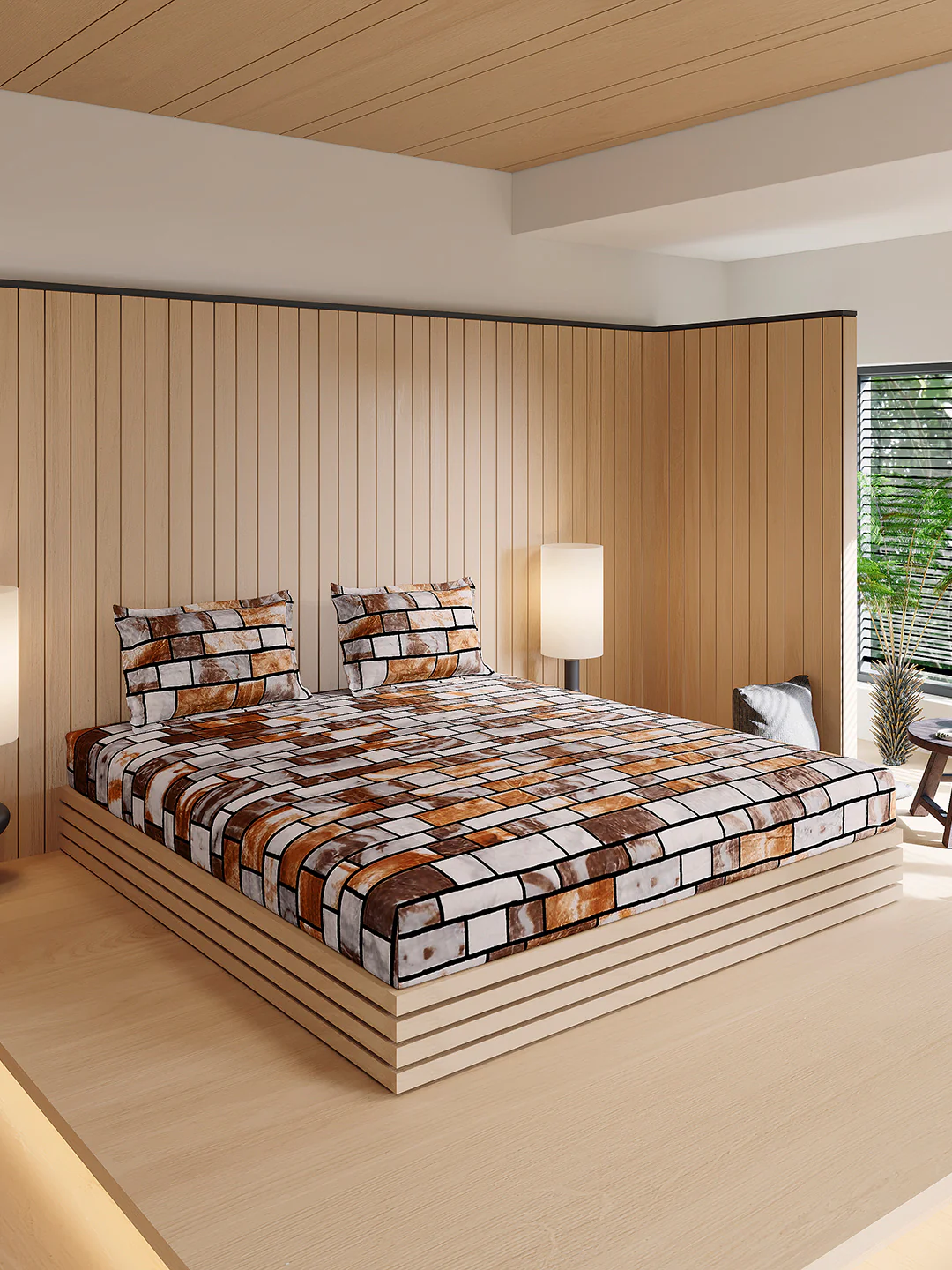 904 GSM Polyester Double Bed 1 Bedsheet, 1 Duvet Cover & 2 Pillow Cover (Meteor 4 Pcs Set) - Image 7