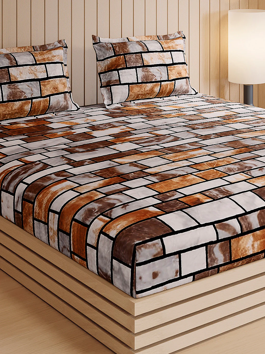 904 GSM Polyester Double Bed 1 Bedsheet, 1 Duvet Cover & 2 Pillow Cover (Meteor 4 Pcs Set) - Image 8