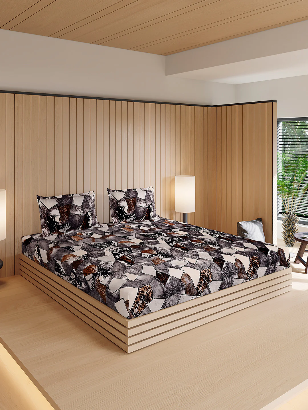 904 GSM Polyester Double Bed 1 Bedsheet, 1 Duvet Cover & 2 Pillow Cover (Meteor 4 Pcs Set) - Image 7