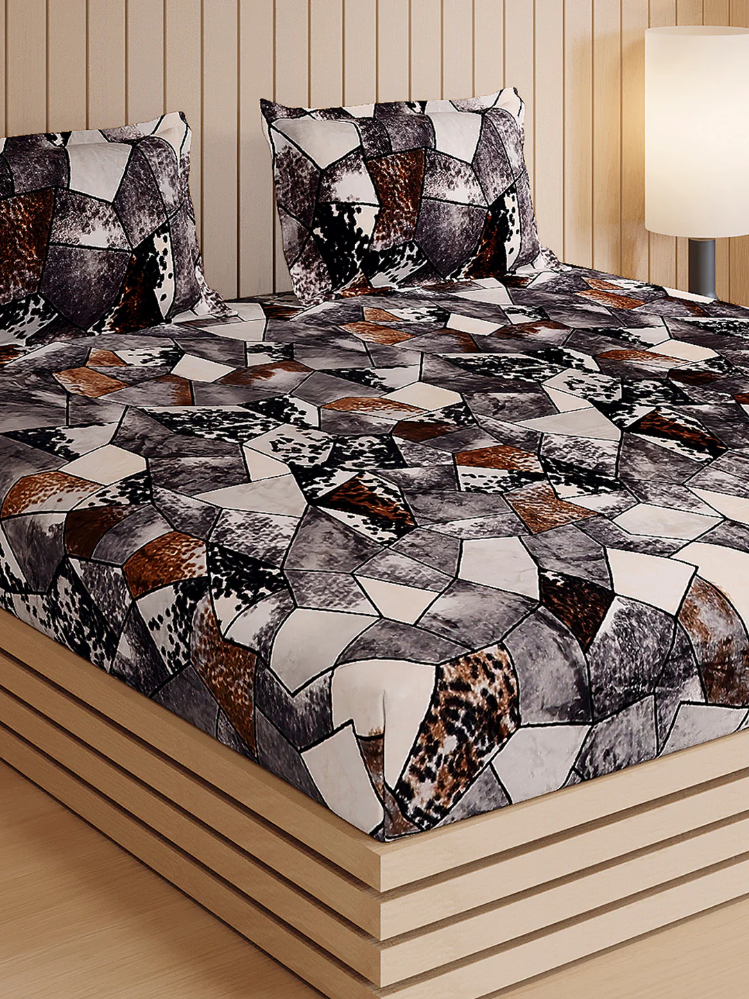 904 GSM Polyester Double Bed 1 Bedsheet, 1 Duvet Cover & 2 Pillow Cover (Meteor 4 Pcs Set) - Image 8